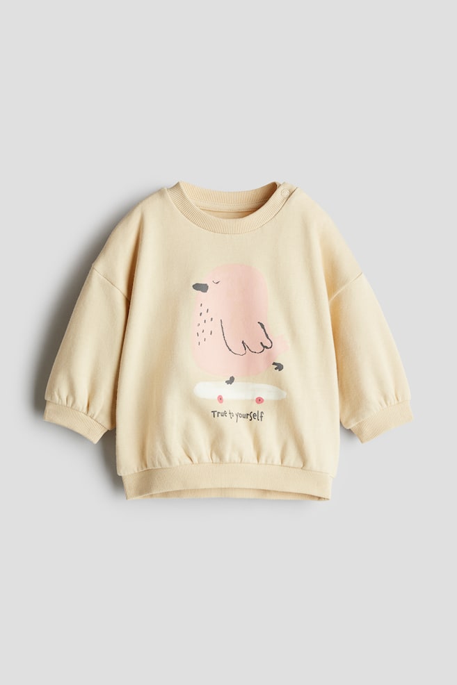 Baskılı Sweatshirt - Açık bej/True To Yourself - 1