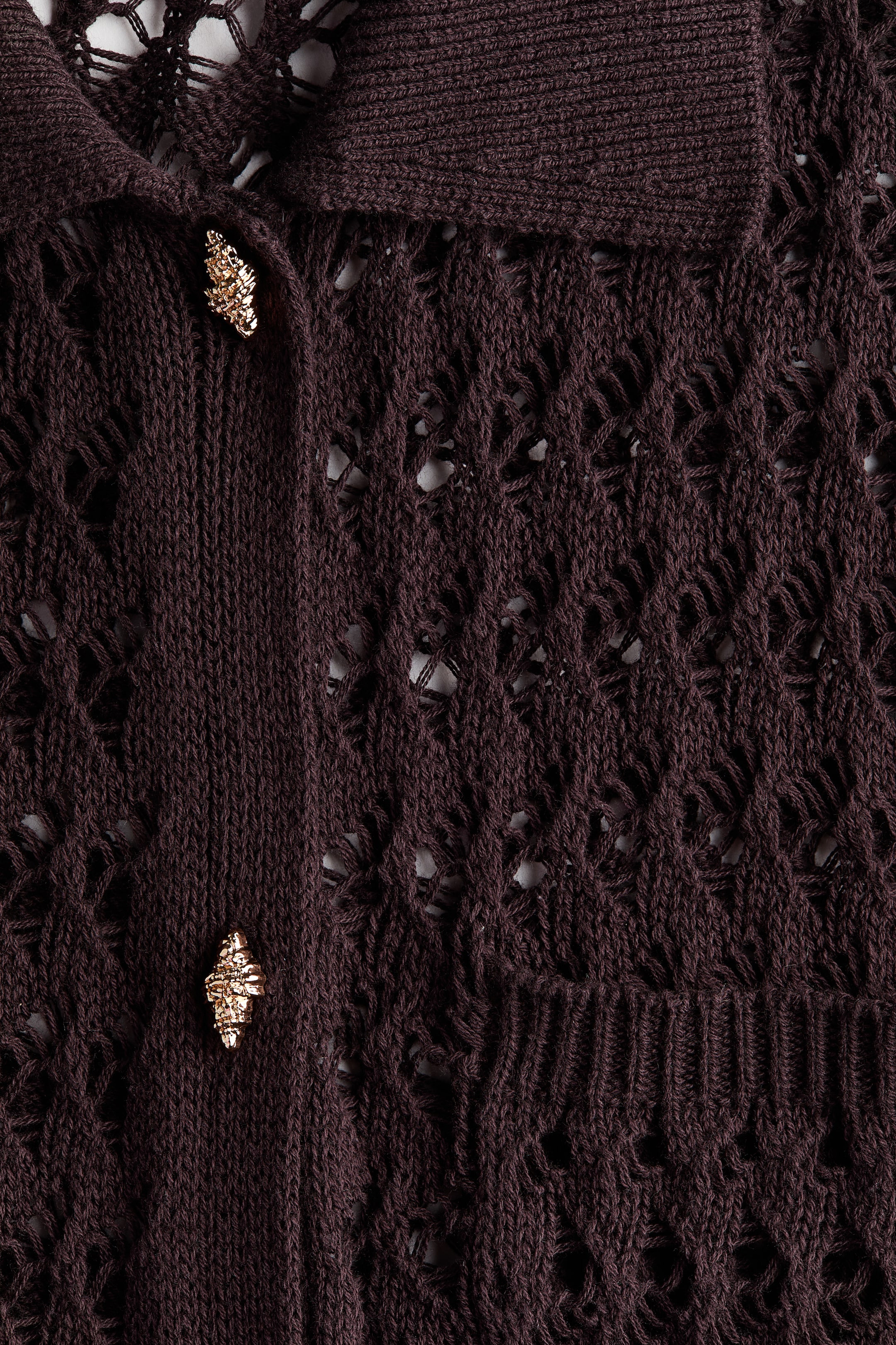 Crochet-Look Cotton Cardigan