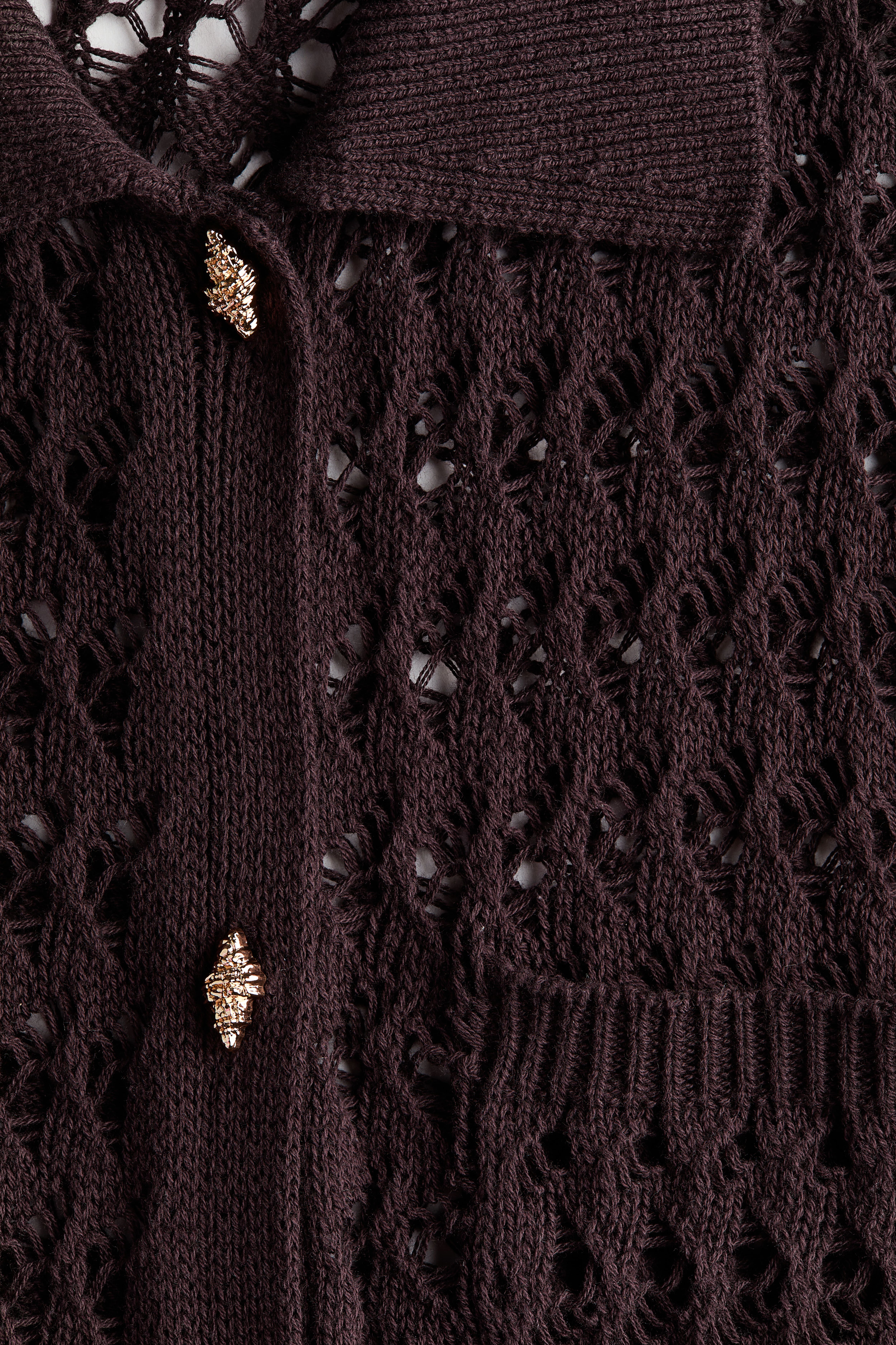Crochet-Look Cotton Cardigan