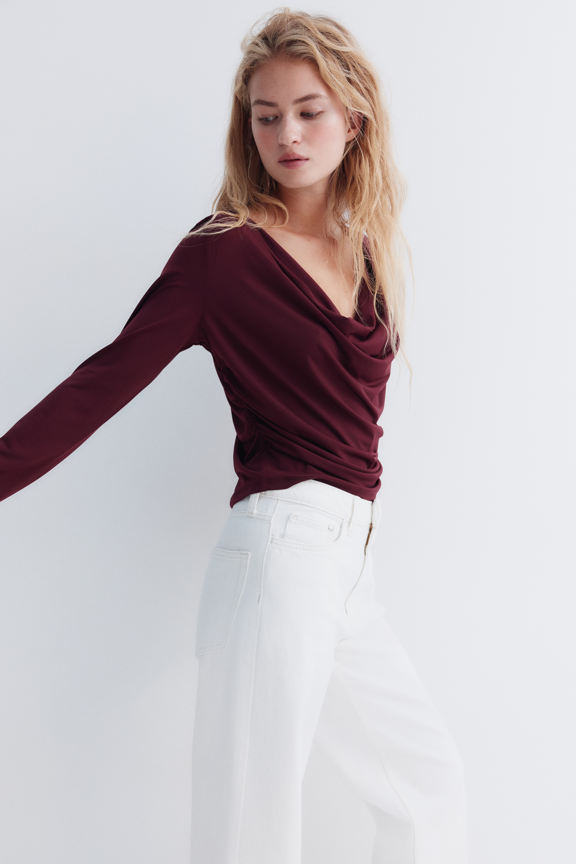 Draped jersey top