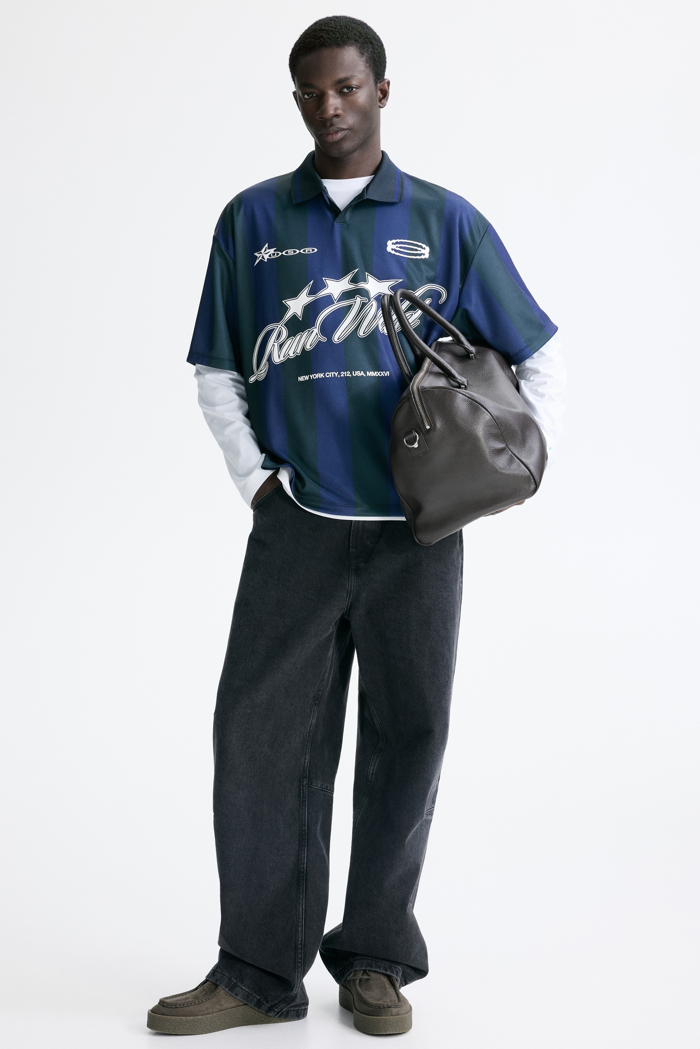 Loose-Fit Soccer Shirt - Dark blue/Run Wild - Men | H&M US