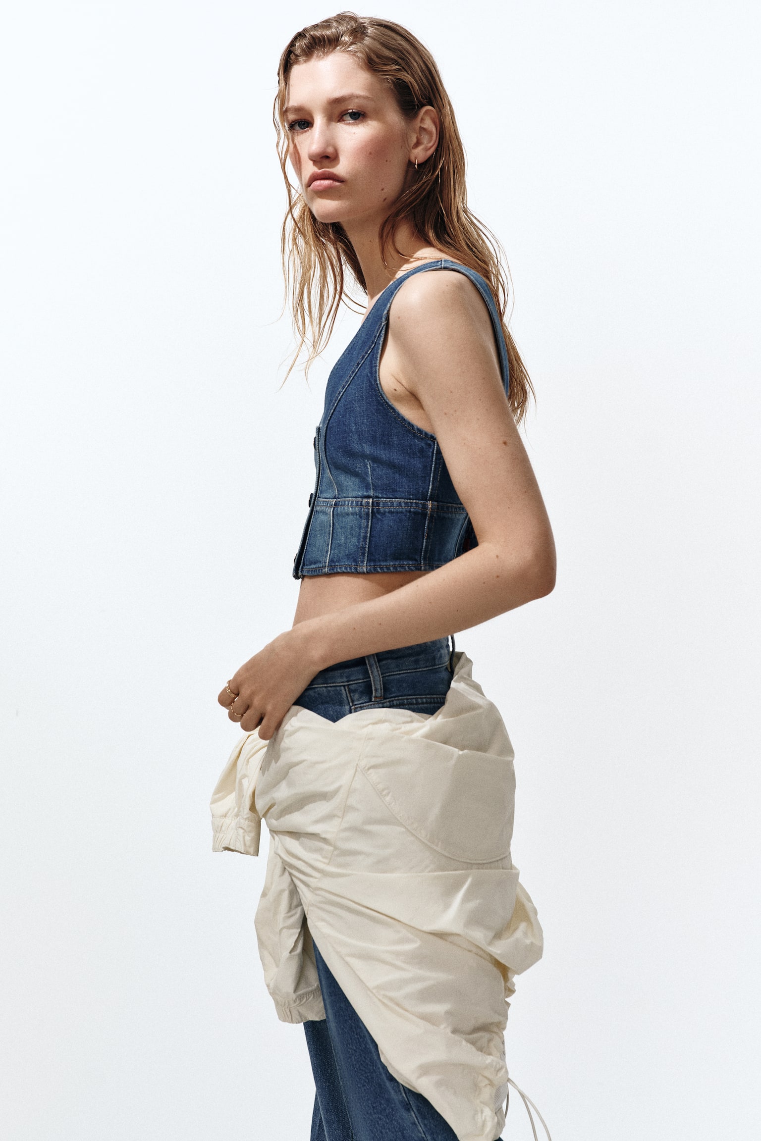 Denim crop top-Denim blue - 3