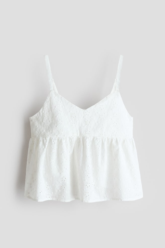 Peplum strappy top - White/Light pink/White/Blue floral - 1
