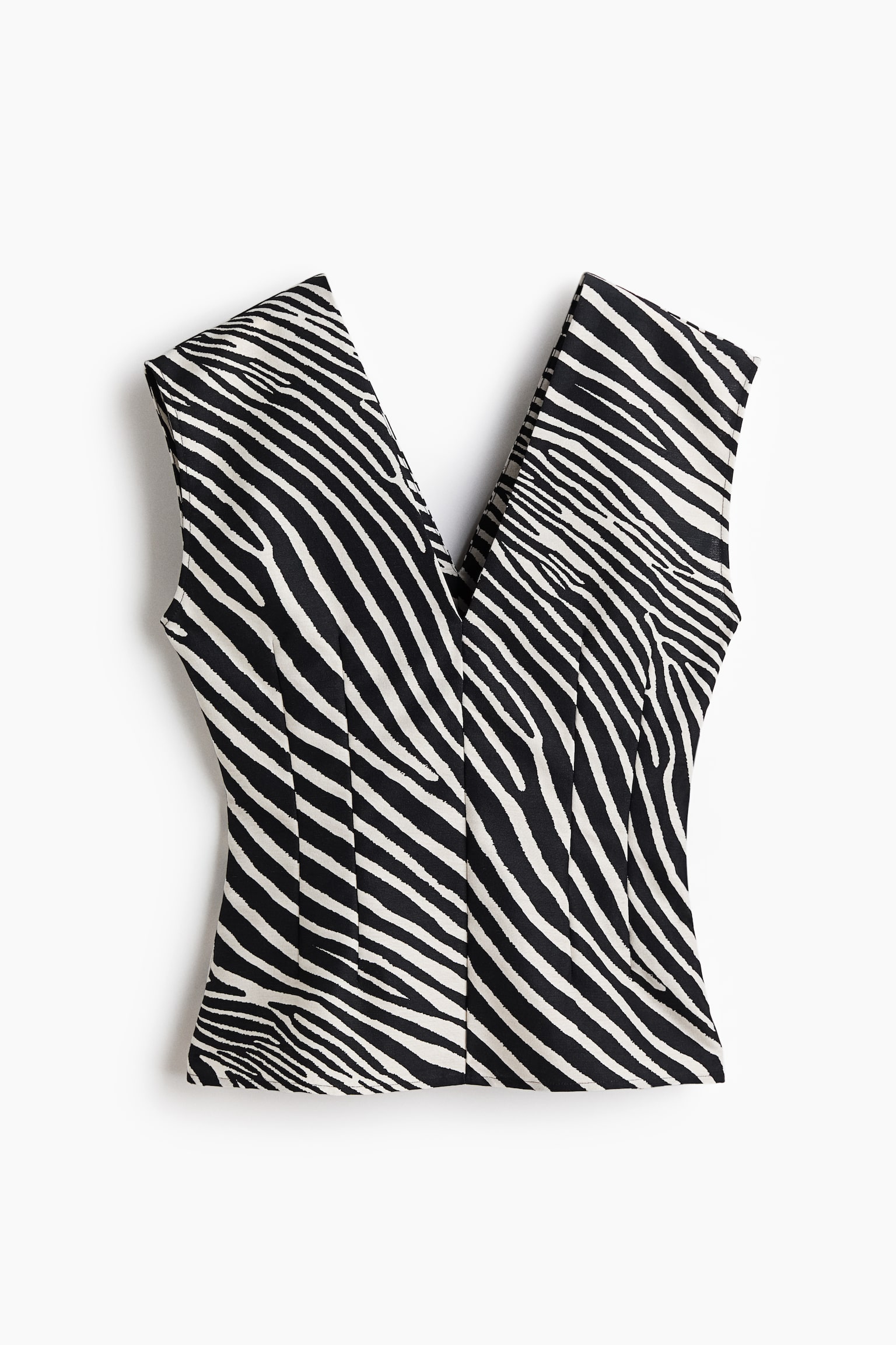 Top z dekoltem w serek - Black/Zebra print