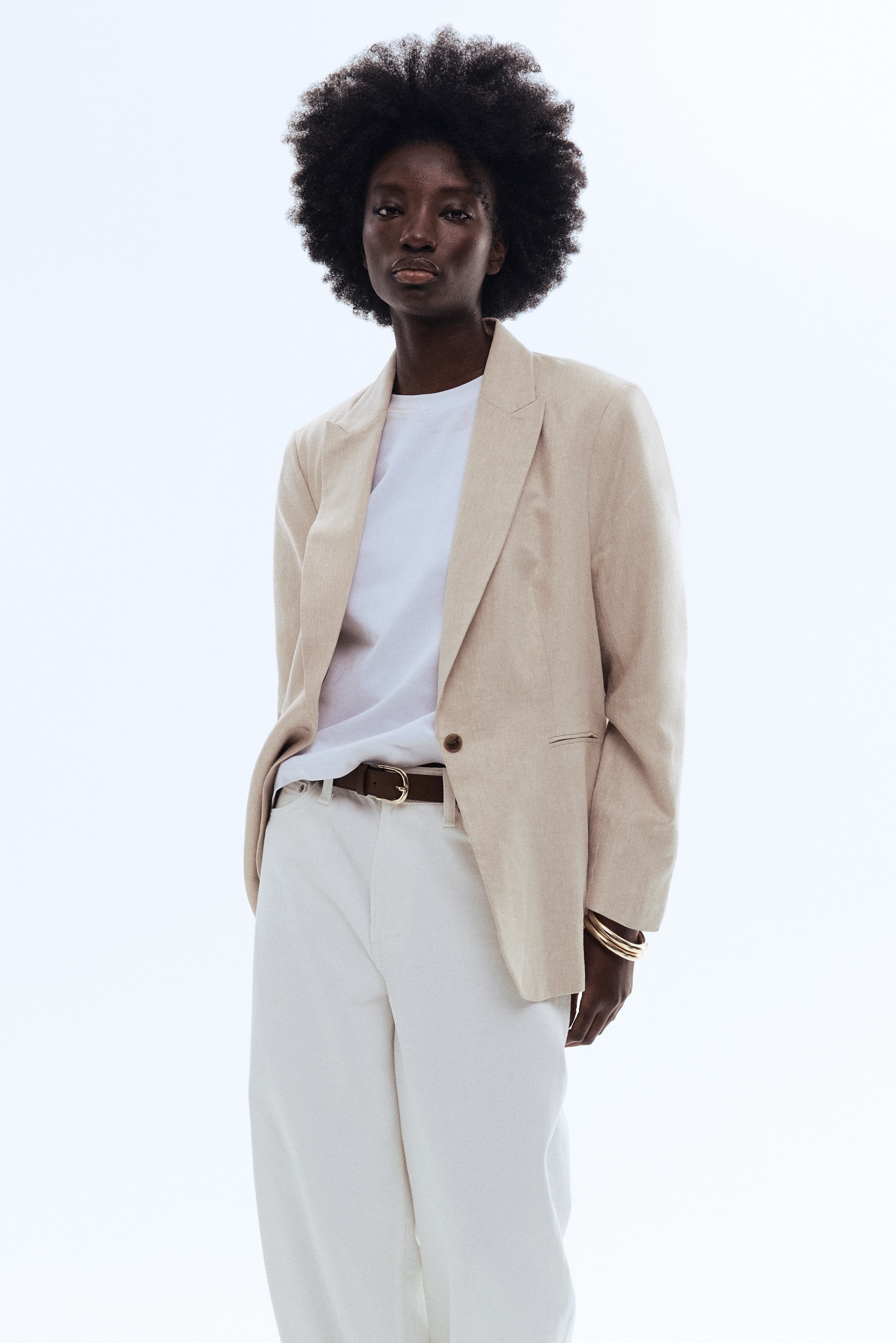 Linen-blend blazer