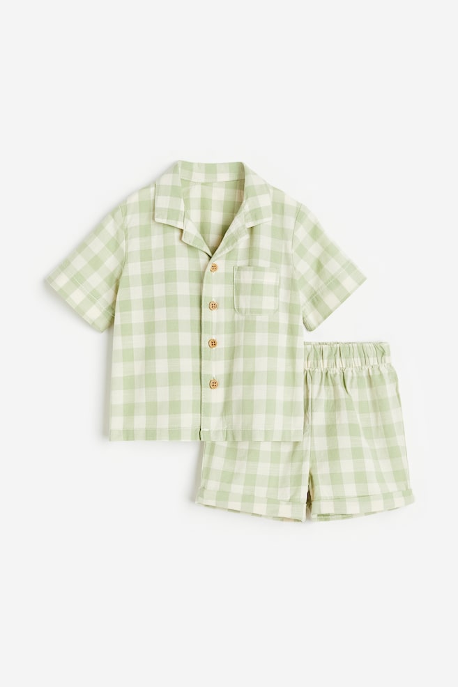 2-piece patterned set - Light green/Checked - 1
