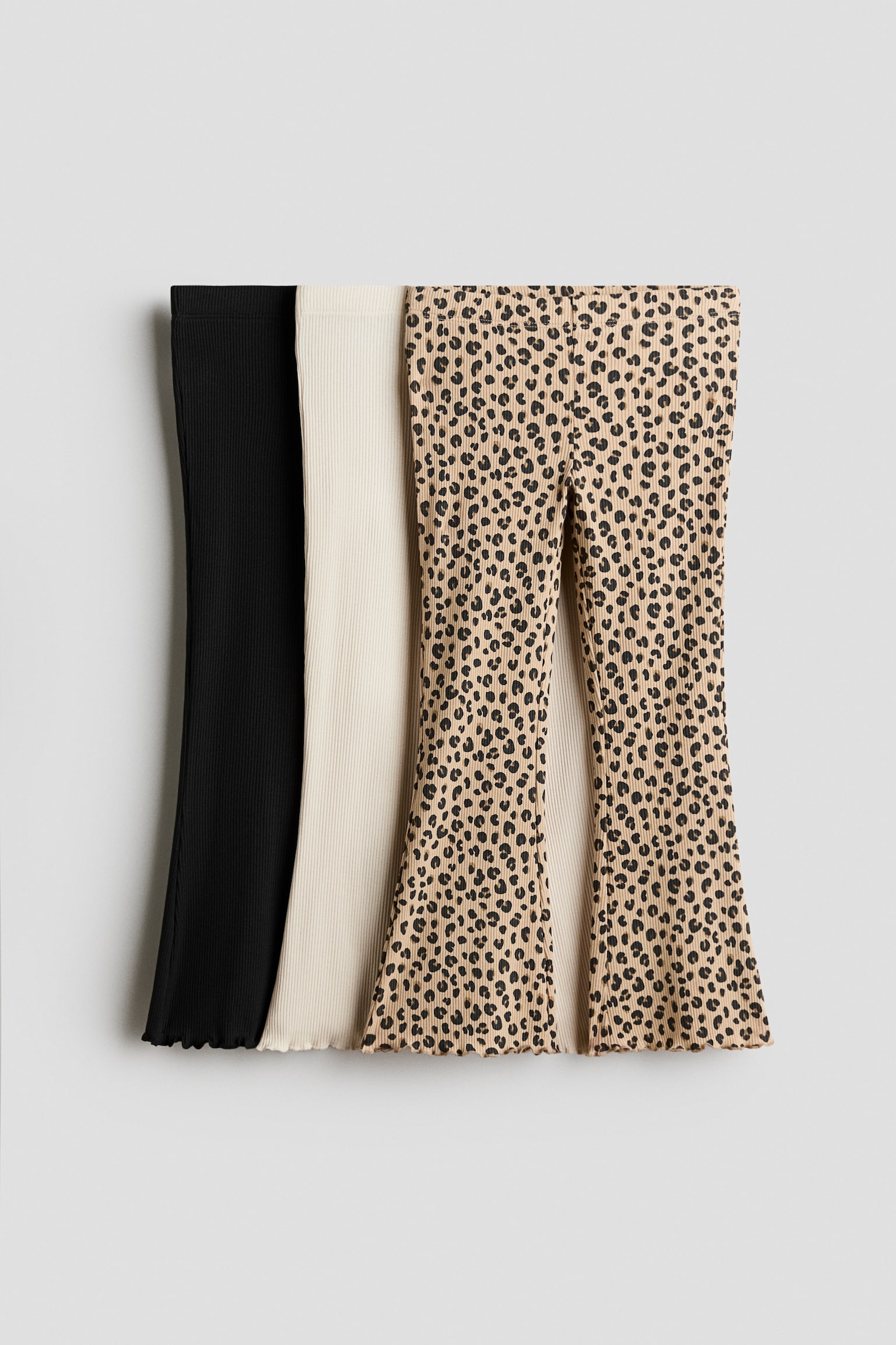 Pack de 3 leggings acampanados sobrehilados - Beige/Estampado de leopardo/Turquesa empolvado/Floral
