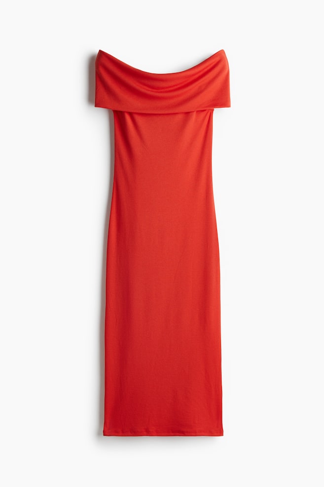 Off shoulder -mekko - Kirkkaanpunainen - 1