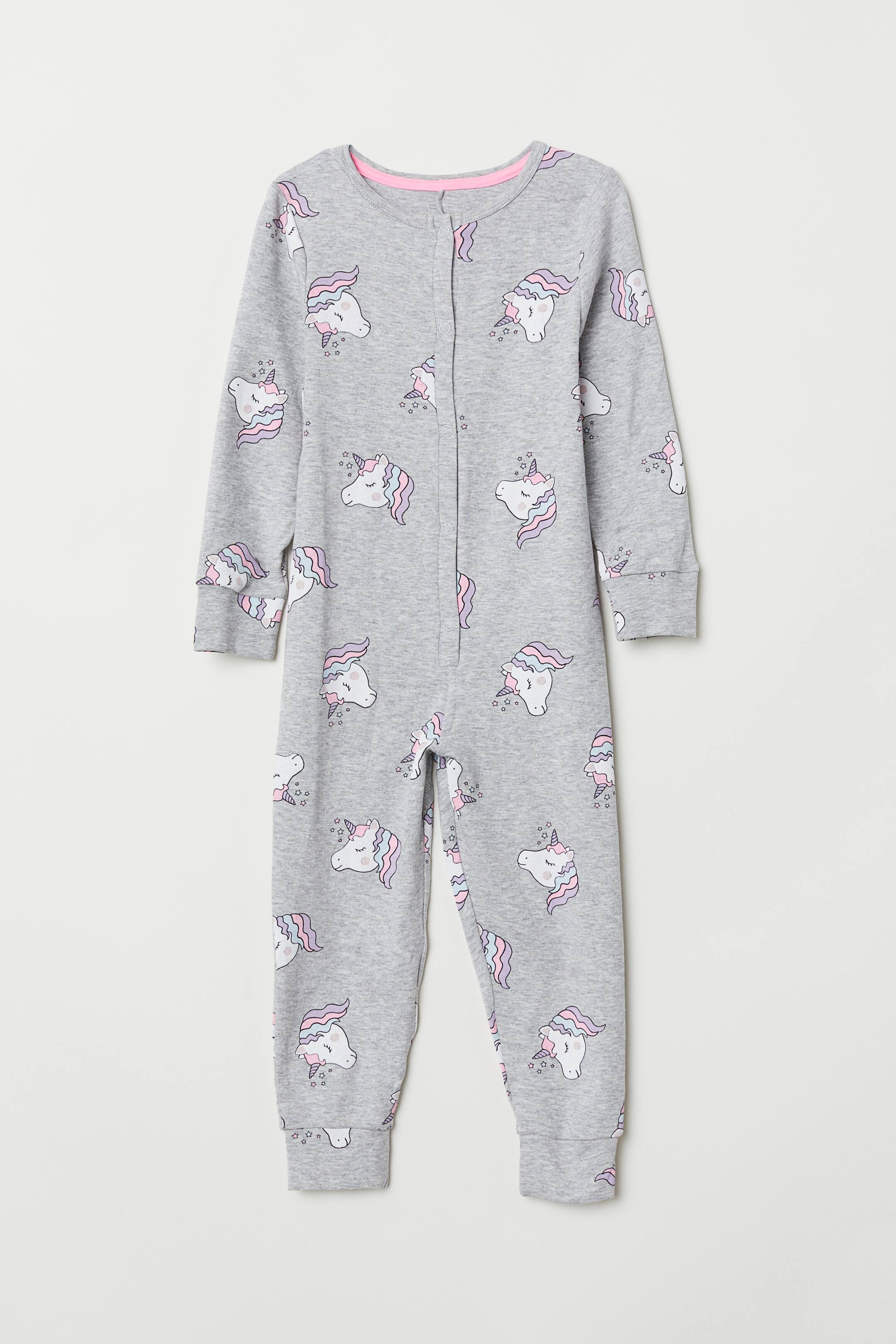 View larger image: Jersey pyjamas - Light grey marl/Unicorns - Kids | H&M 1