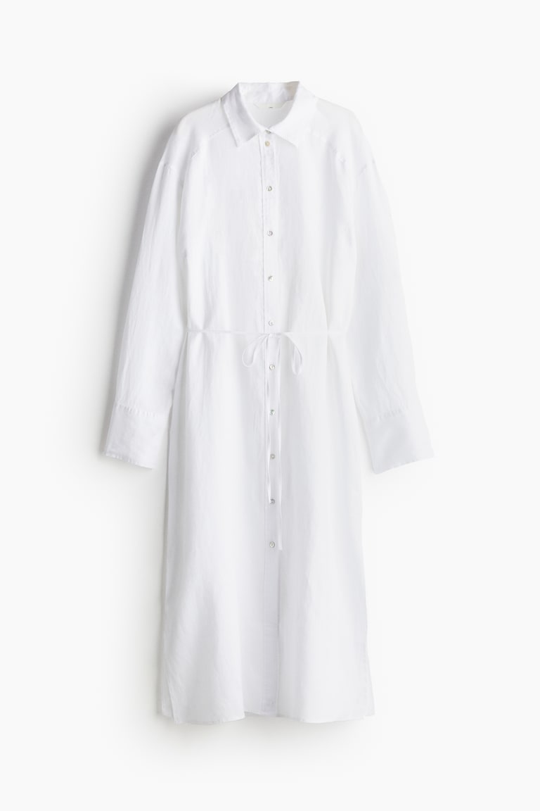 Women's White Linen Shirt Dress | H&M US