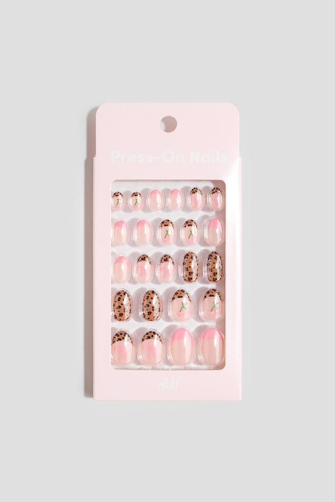 Press-on nails - Pink/Leopard print/Light pink/Cats - 1