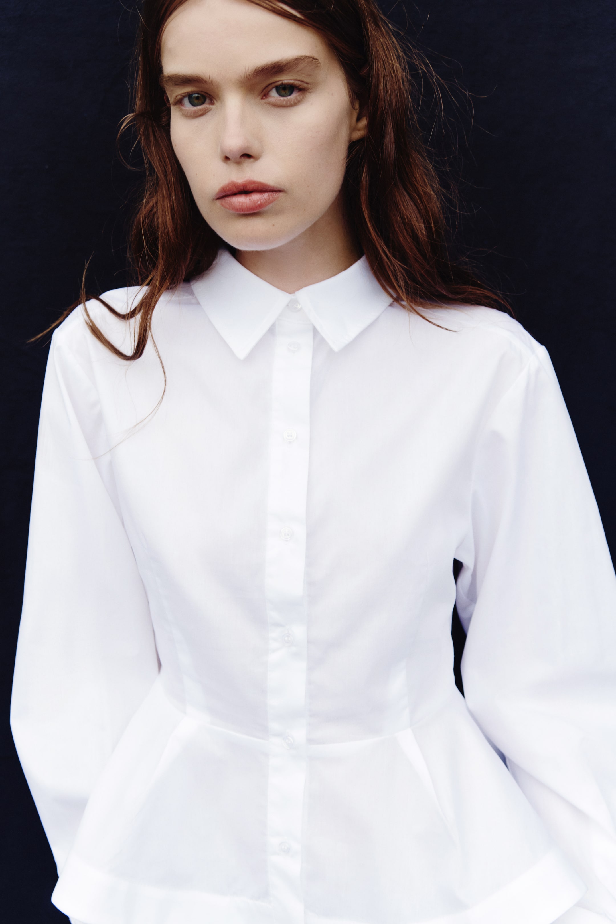 Chemise péplum en popeline