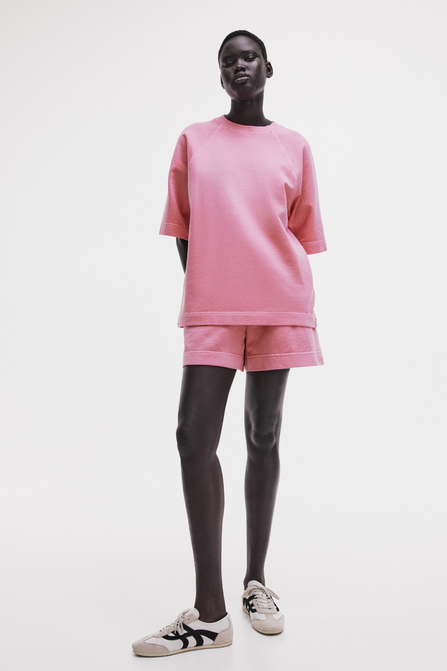 Washed cotton sweatshorts - Pink/Light beige/Cream/Light greige - 3