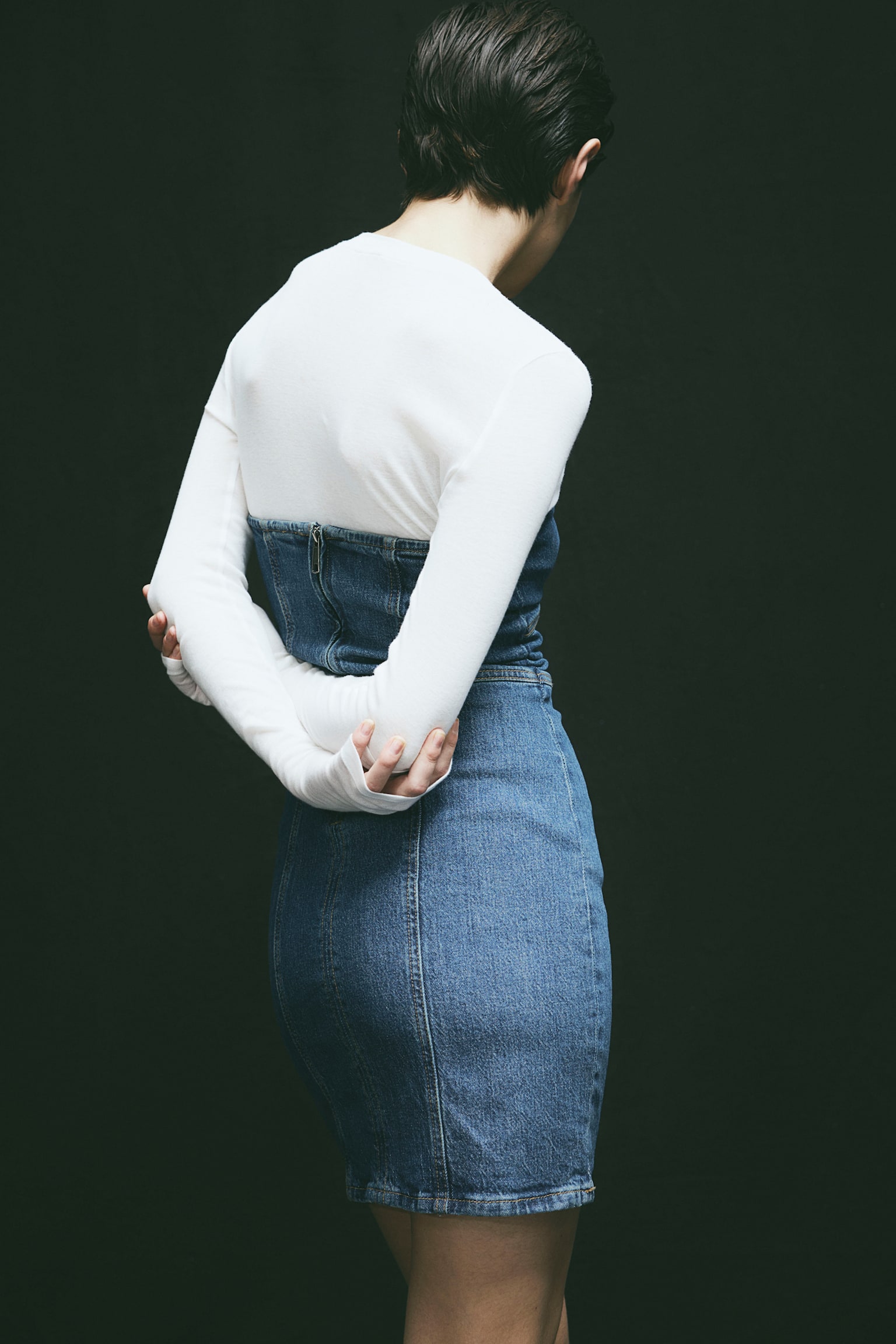 Denim Bandeau Dress - Denim blue - 3