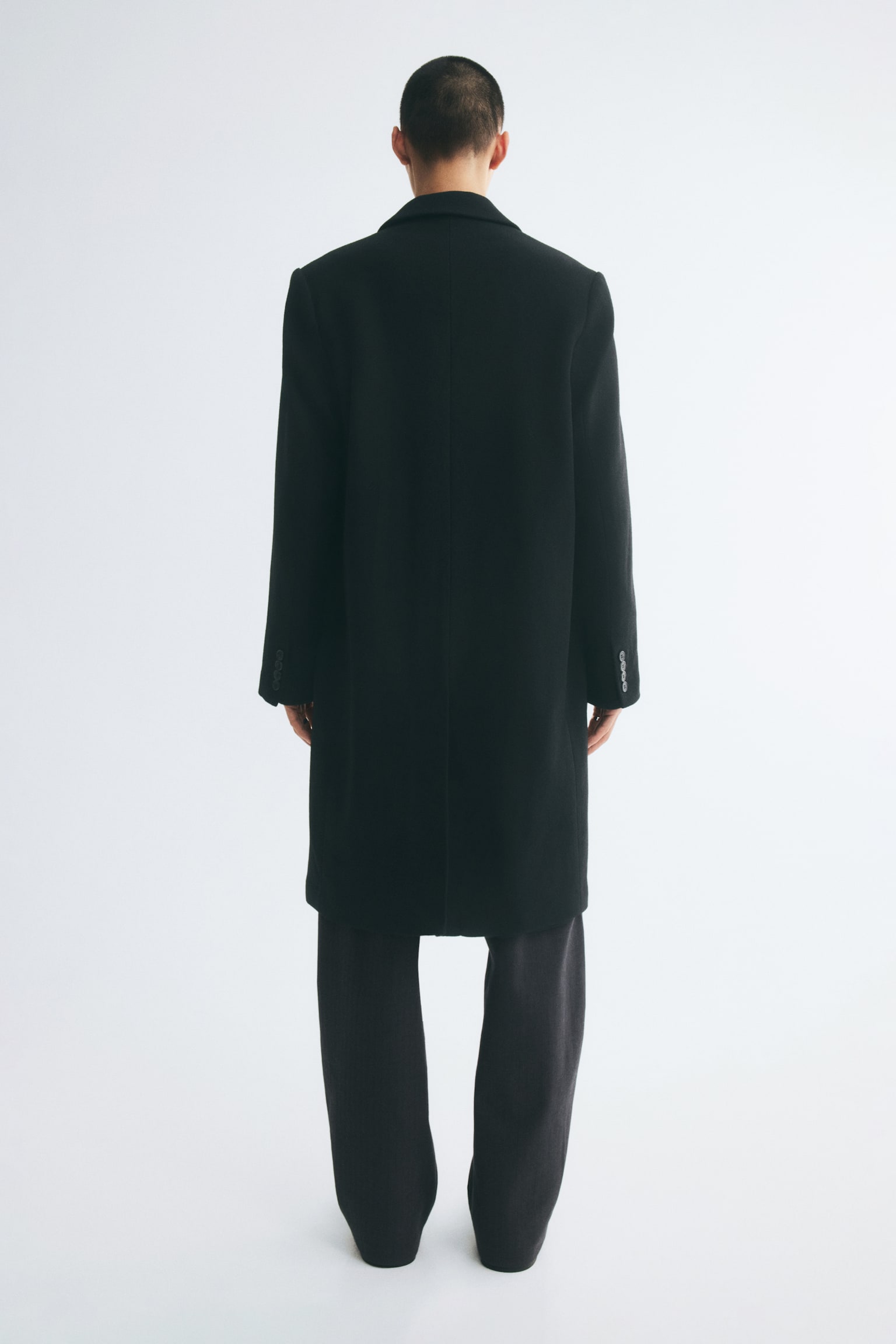 Мужское пальто H&M Single-Breasted Wool-Blend, цвет: Чёрный — фото 5