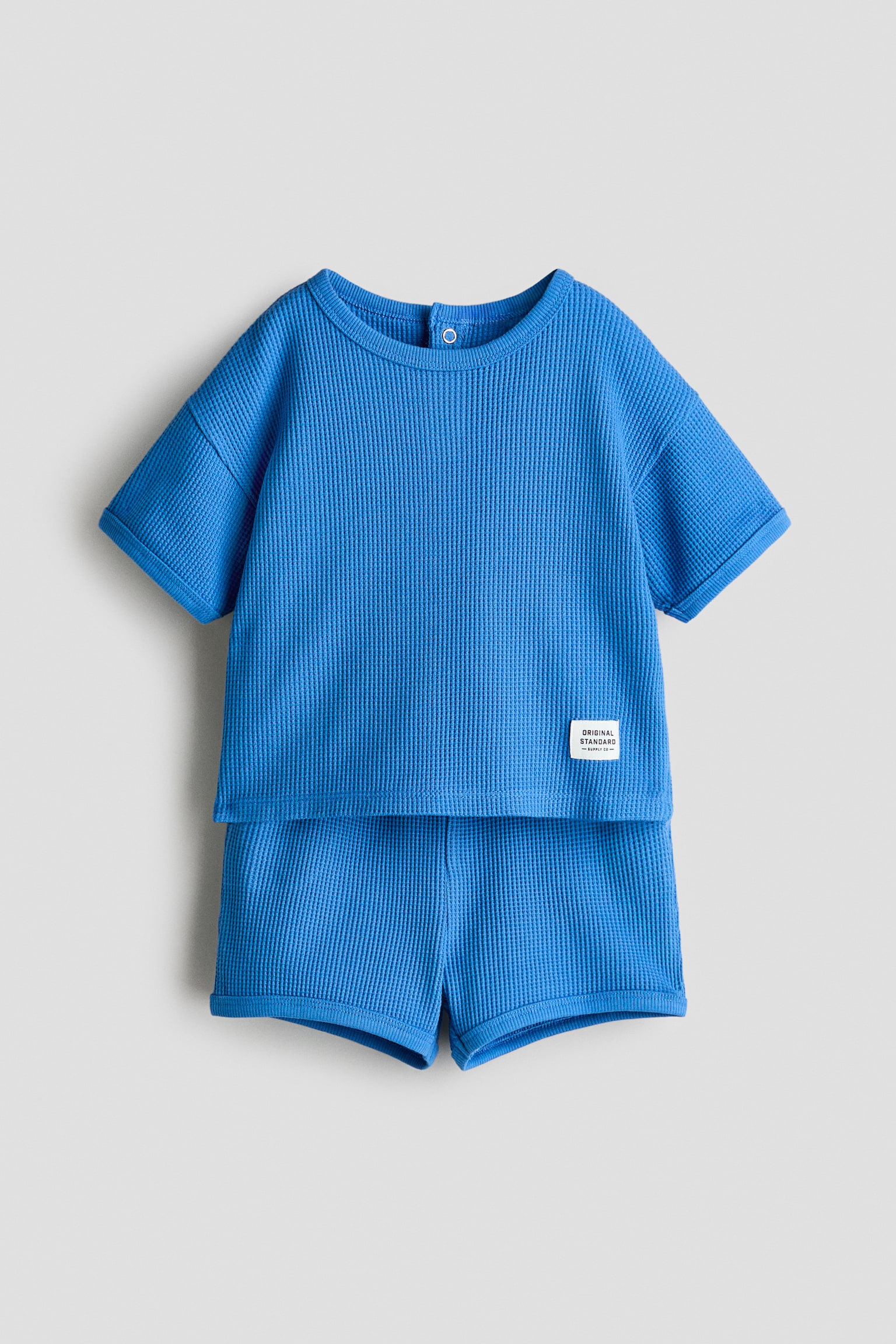 2-Piece Waffled Cotton Set - Blue