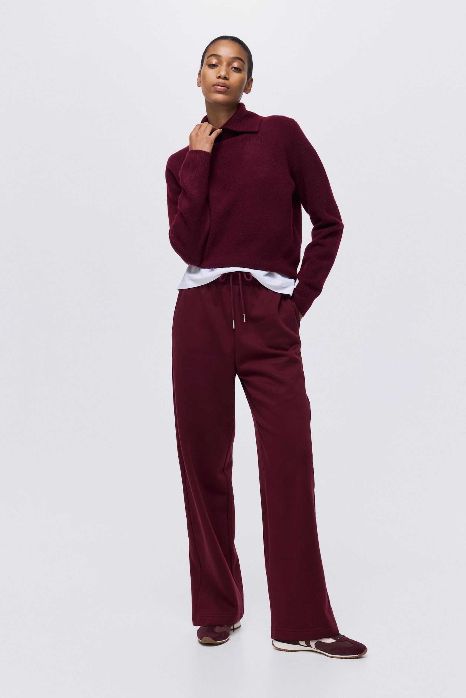 Sweatpants - Burgundy/Light grey marl/Dark brown/Cream/Khaki green/Black/Navy blue/Powder pink - 1