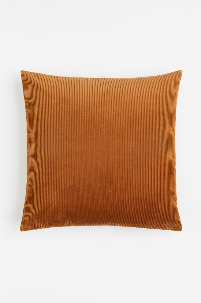 Corduroy cushion cover - Camel brown/Cream - 1