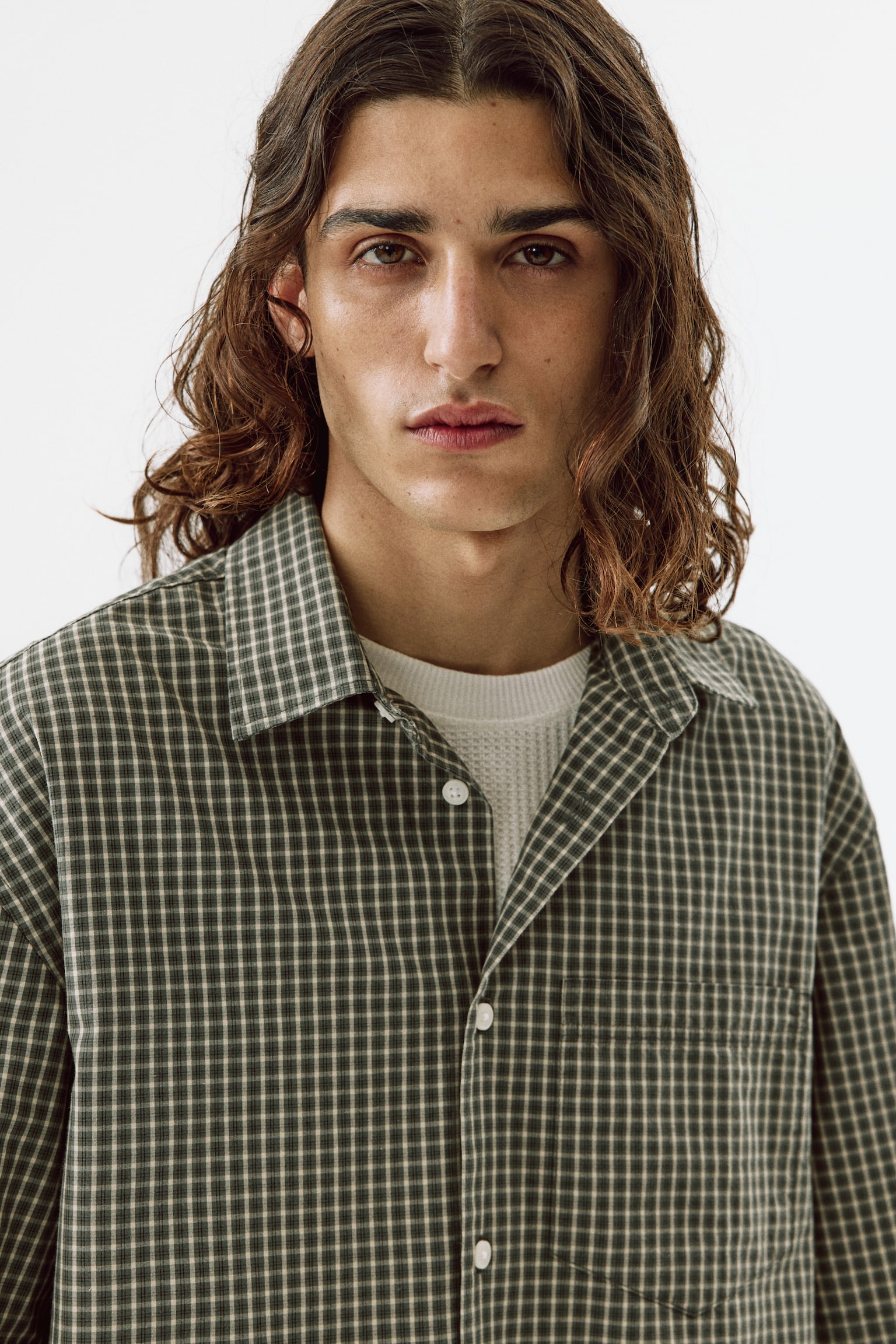 Relaxed Fit Cotton shirt - Khaki green/Checked/Navy blue/Checked/Light blue/Checked - 4