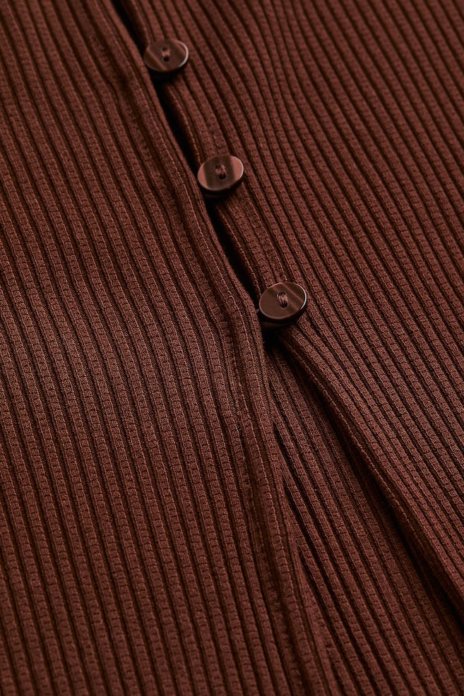 Ribbed viscose cardigan - Dark brown - 2