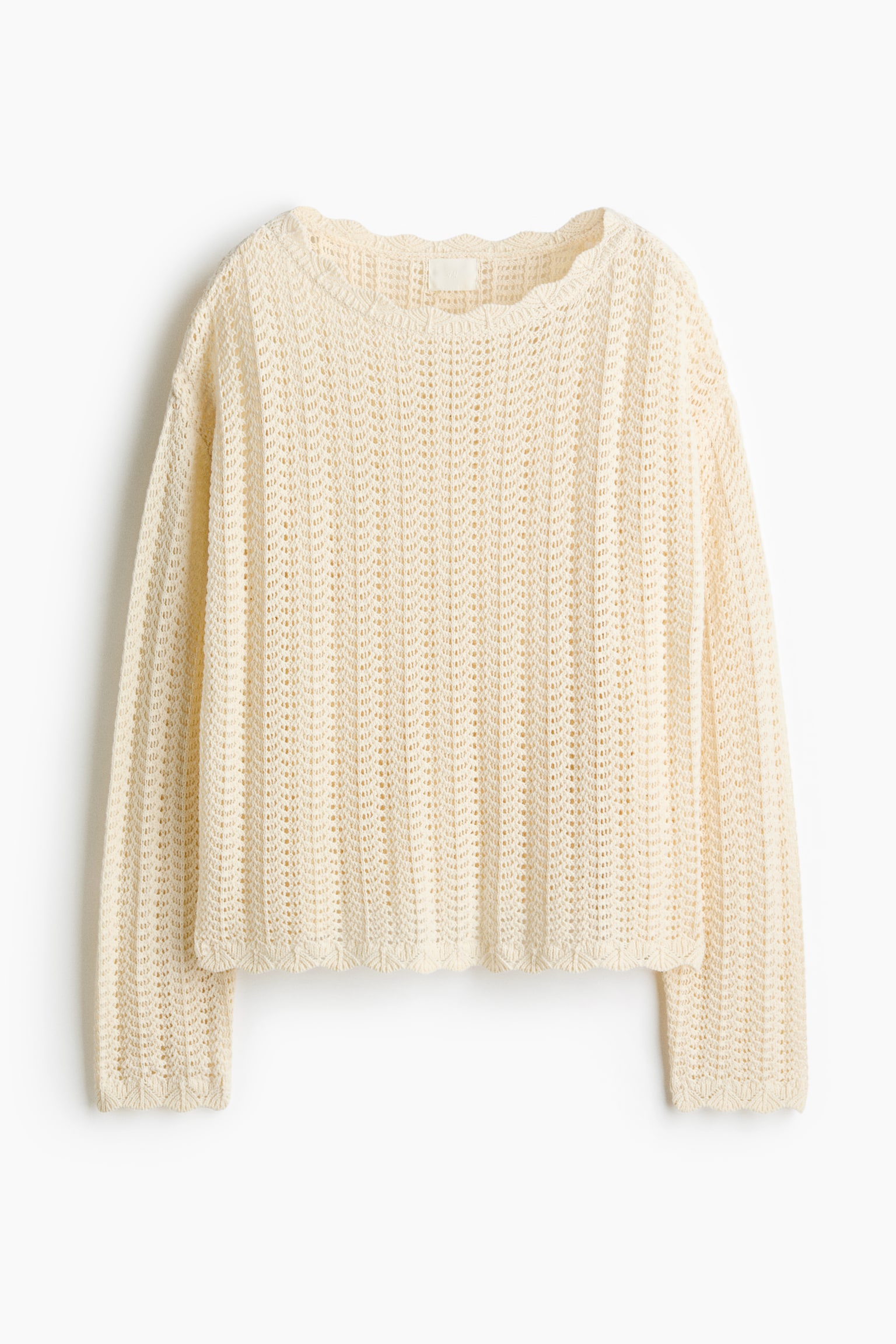 Женский свитер H&M Pointelle-Knit, цвет: Светлый бежевый — фото 1