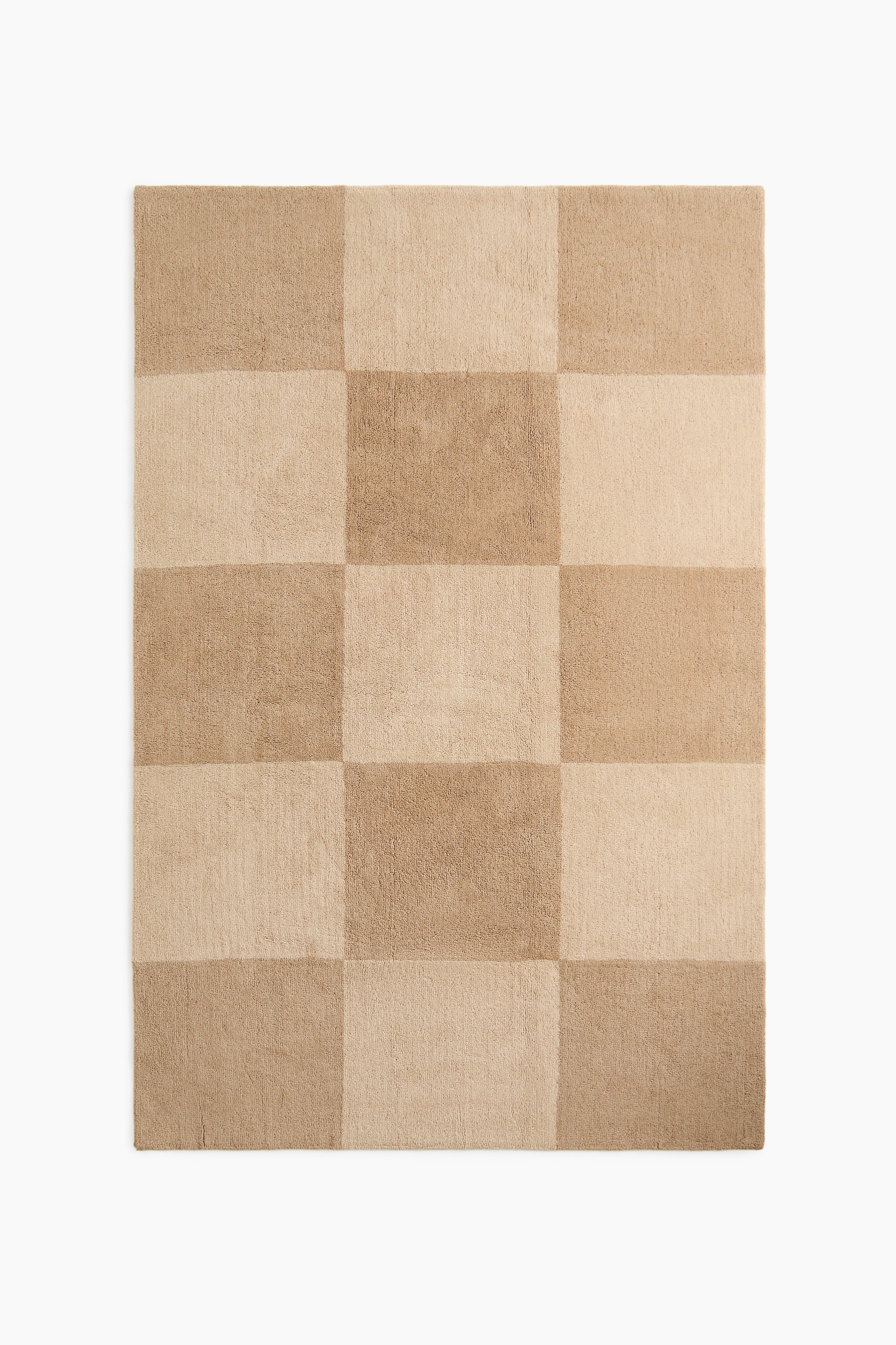 Large checked wool-blend rugModel