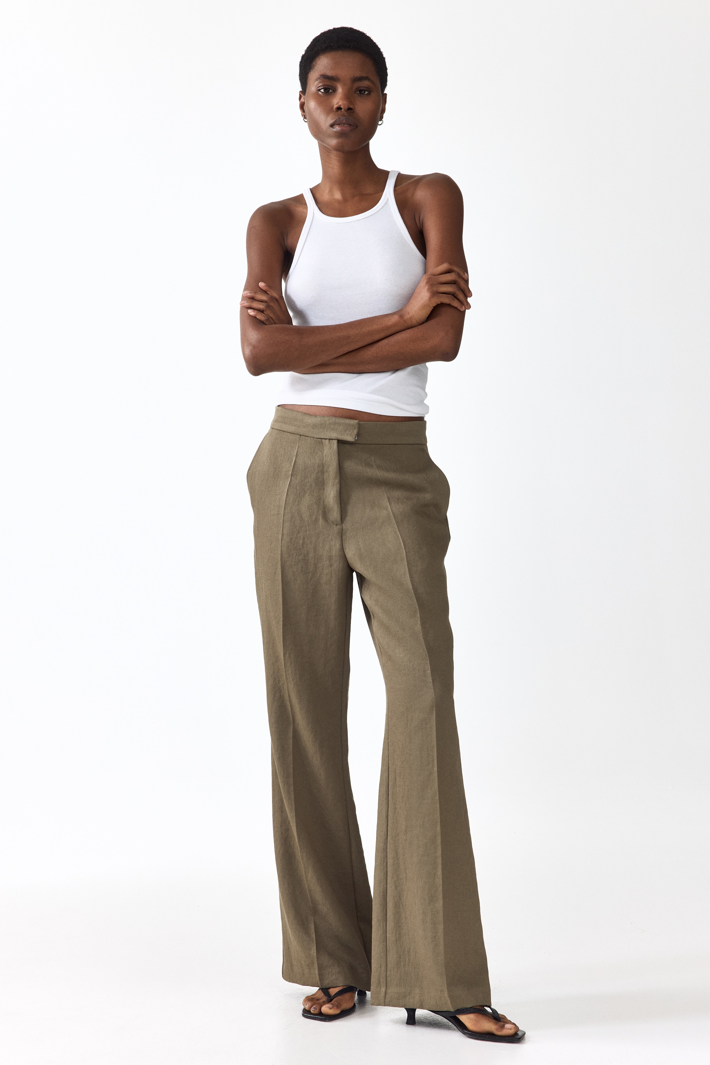 Bootcut-pantalon - Kakigroen/Lichtbeige/Donkerbruin/Zwart