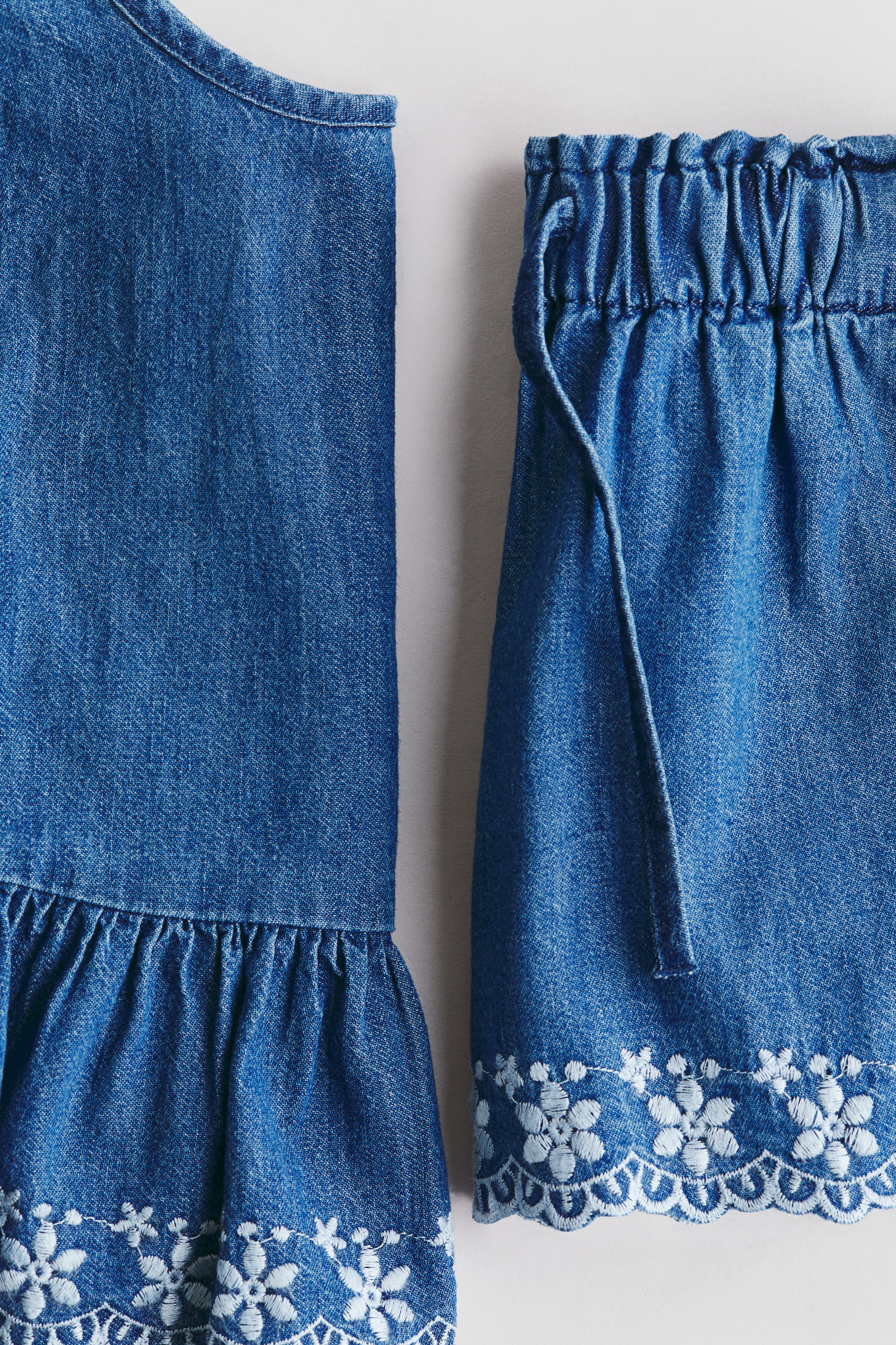 2-Piece Embroidered Cotton Denim Set