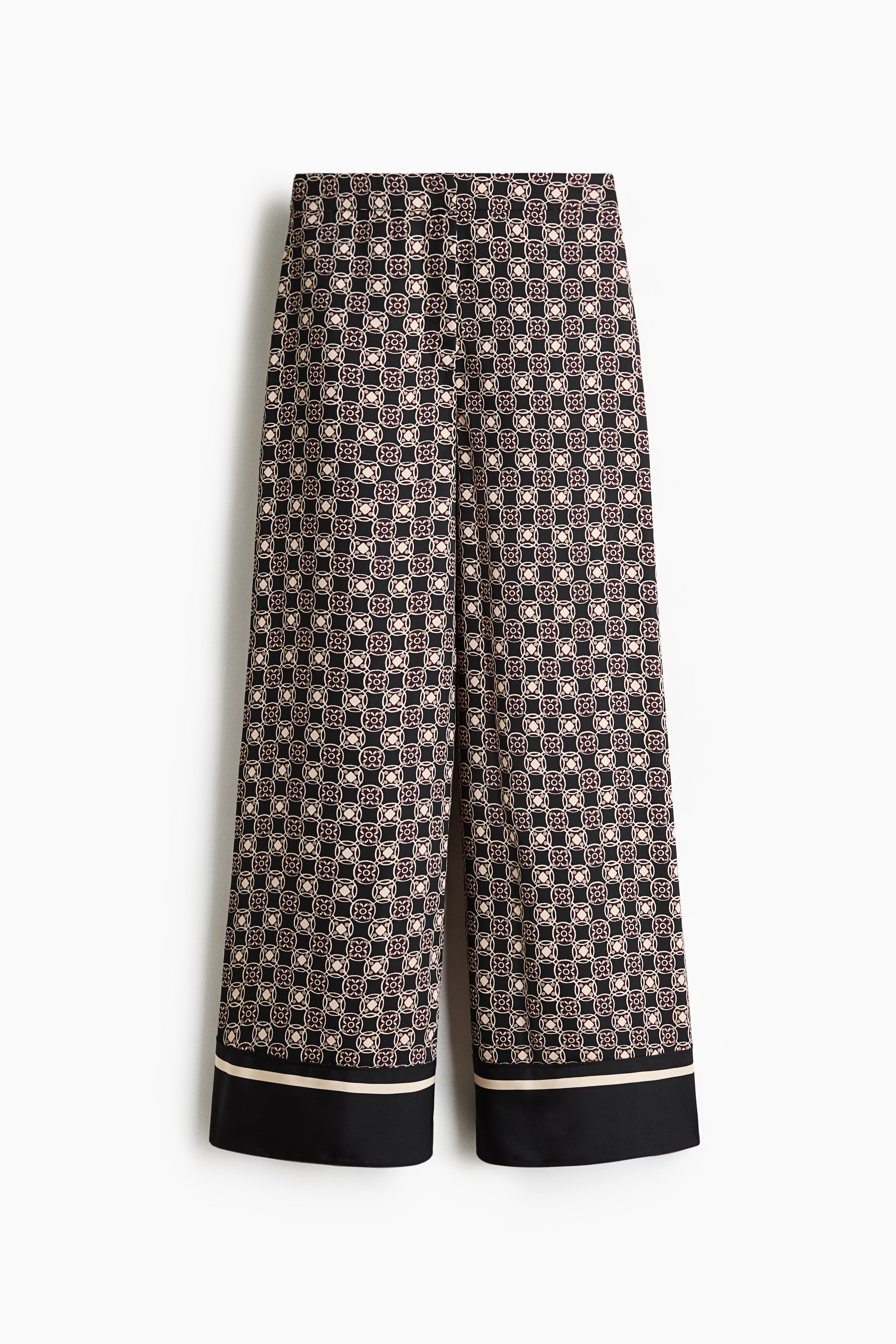 Wide-Leg Pants - Black/patterned