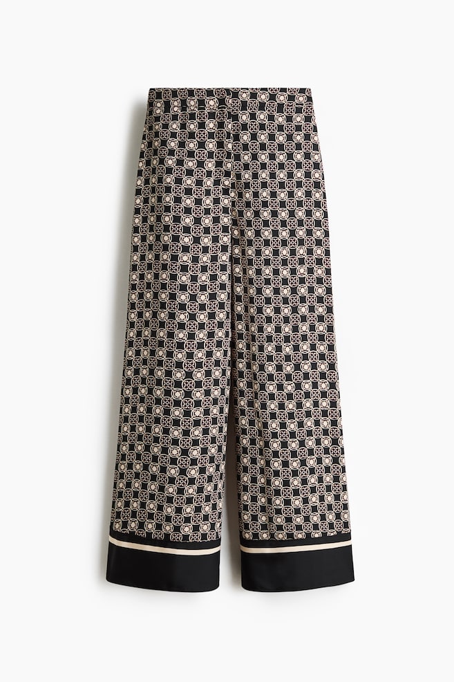 Wide-Leg Pants - Black/patterned/Dusty green/paisley/Burgundy - 1
