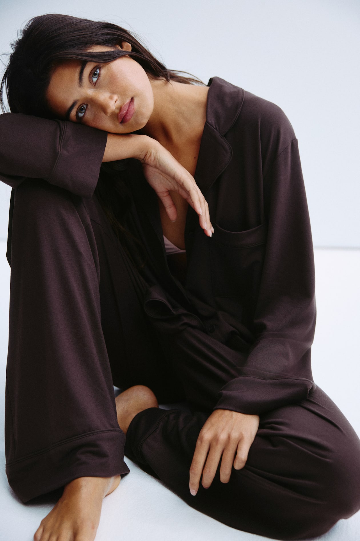 Pijama de mezcla de viscosa Marrón oscuro MUJER H&M ES - Main Image