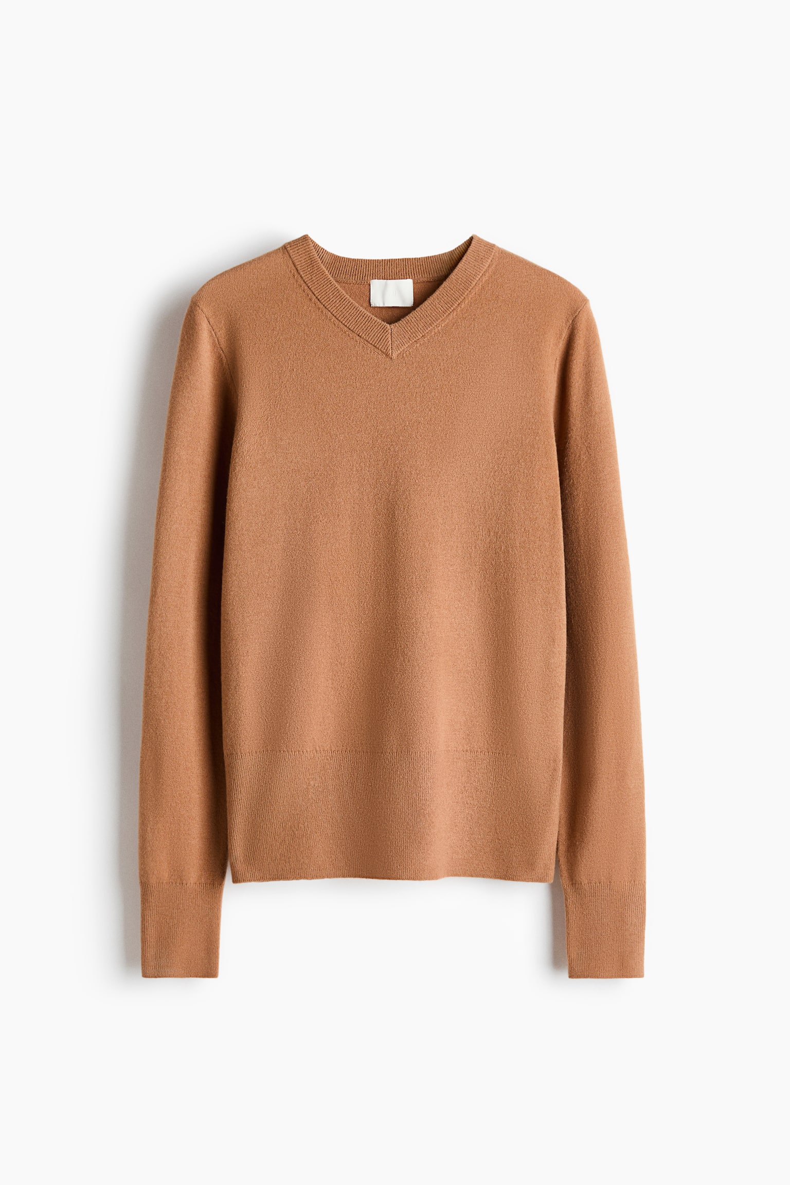 V-Neck Sweater - Dark beige/Grey marl - 1