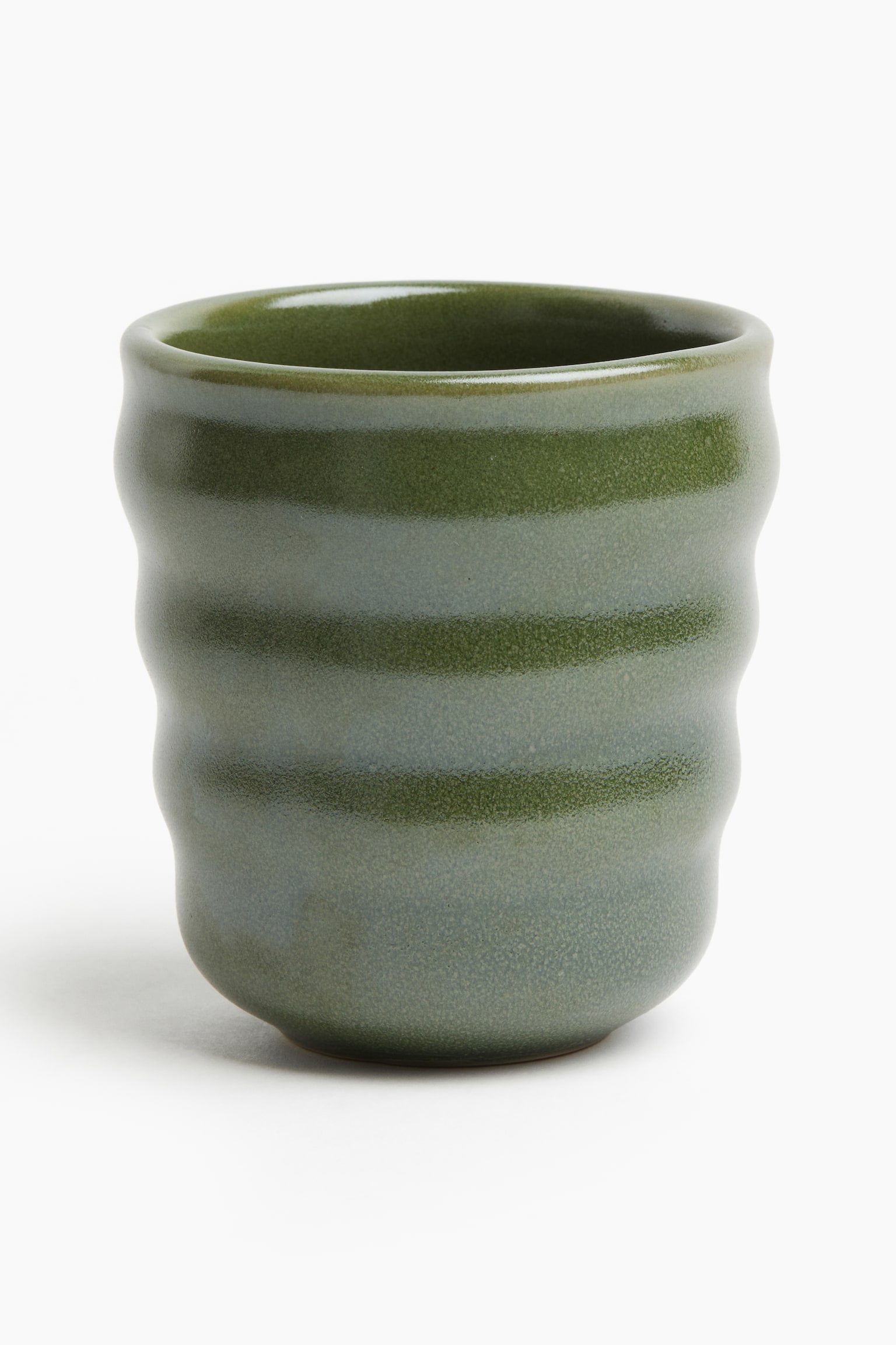 Fluted stoneware mug - Green/Mole/Brown - 1