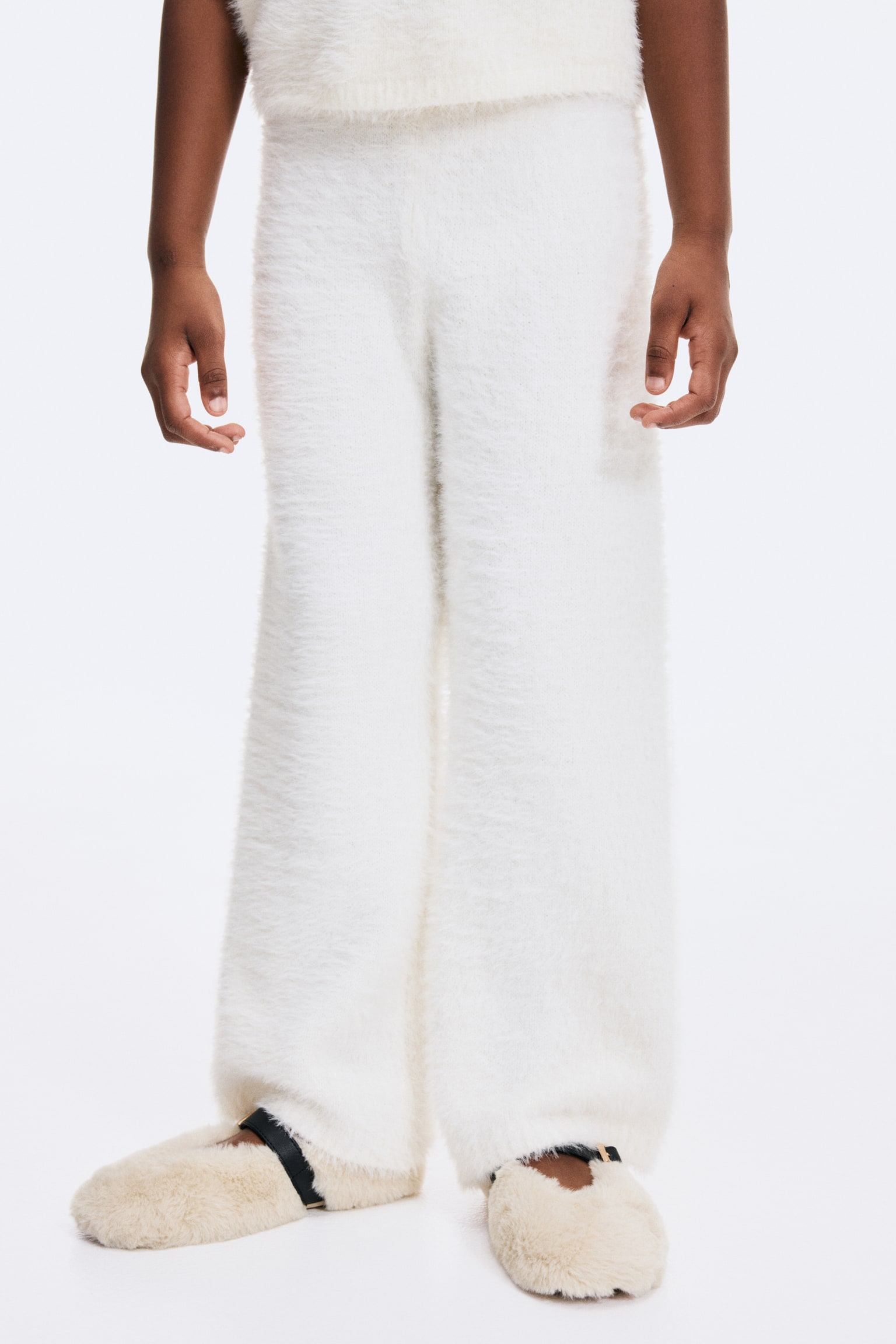 Fluffy-knit leggings - White/Light pink - 3