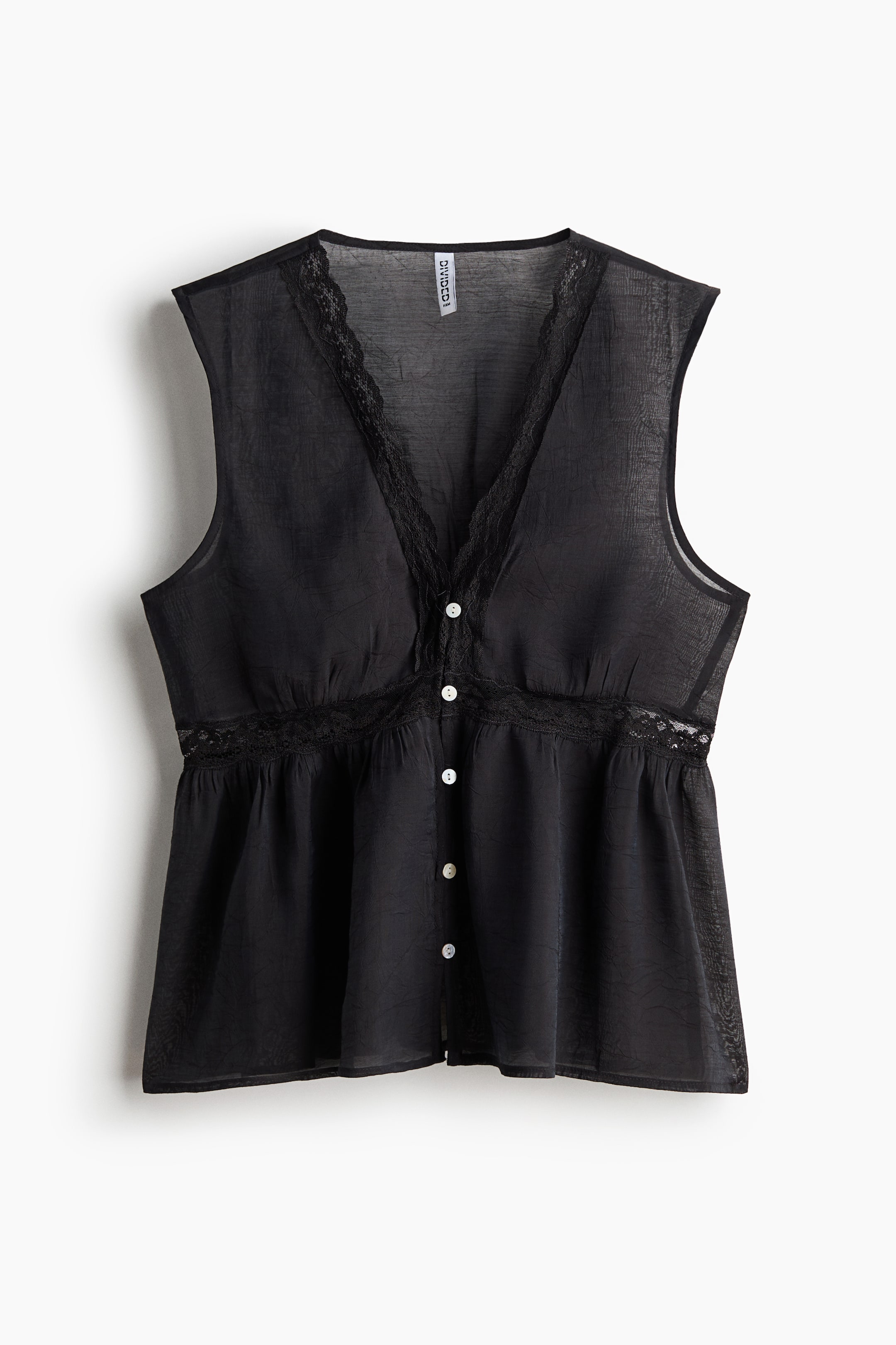 Lace-Trimmed Peplum Top
