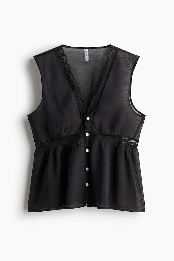 Женские топы H&M Lace-Trimmed Peplum Top