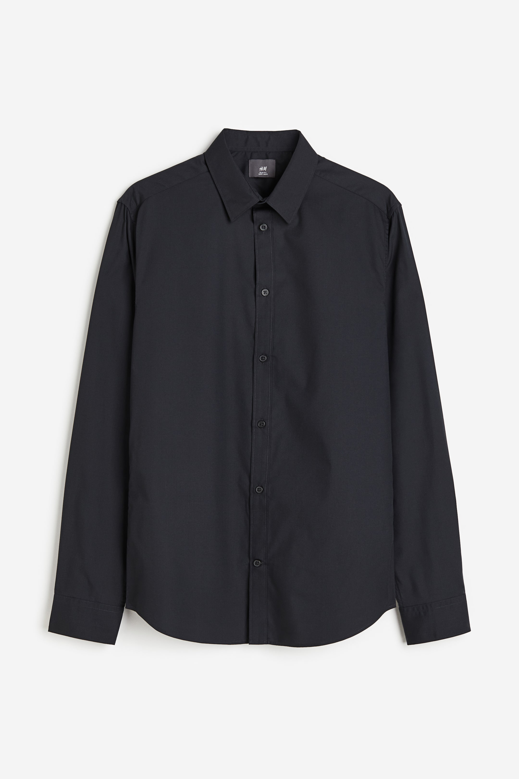 Slim Fit Easy-iron shirt - Black - Men | H&M GB