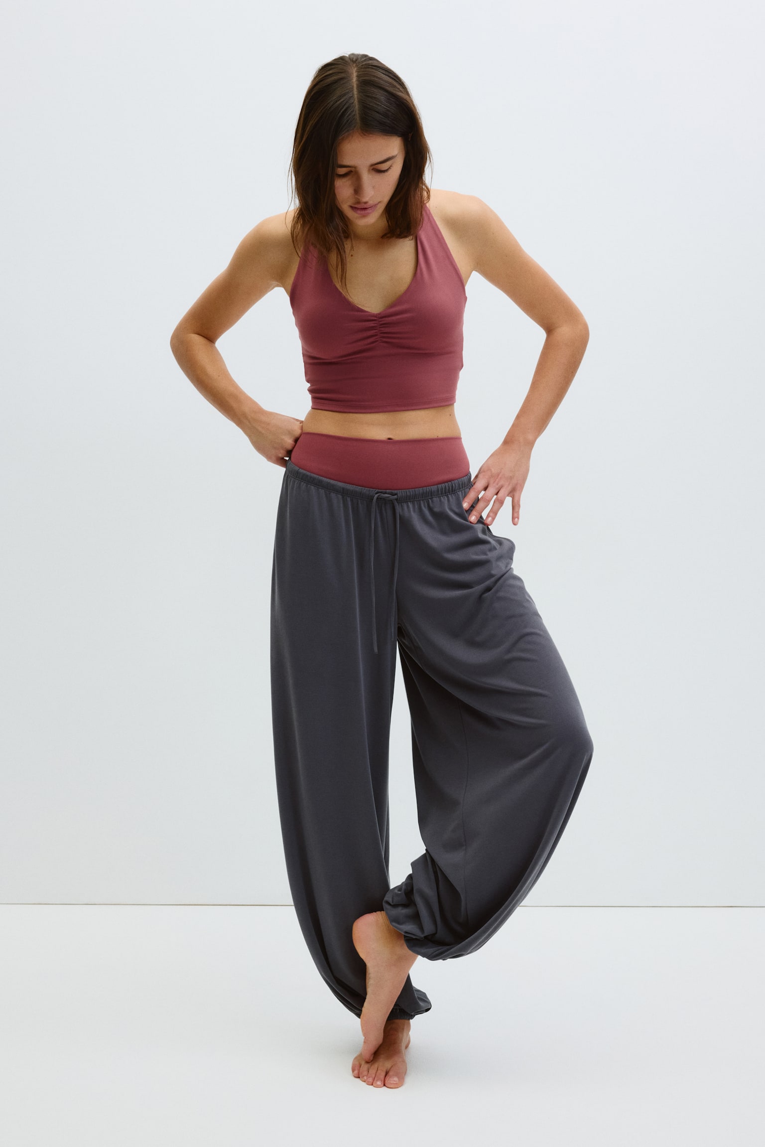 Balloon drawstring trousers - Slate grey - 1