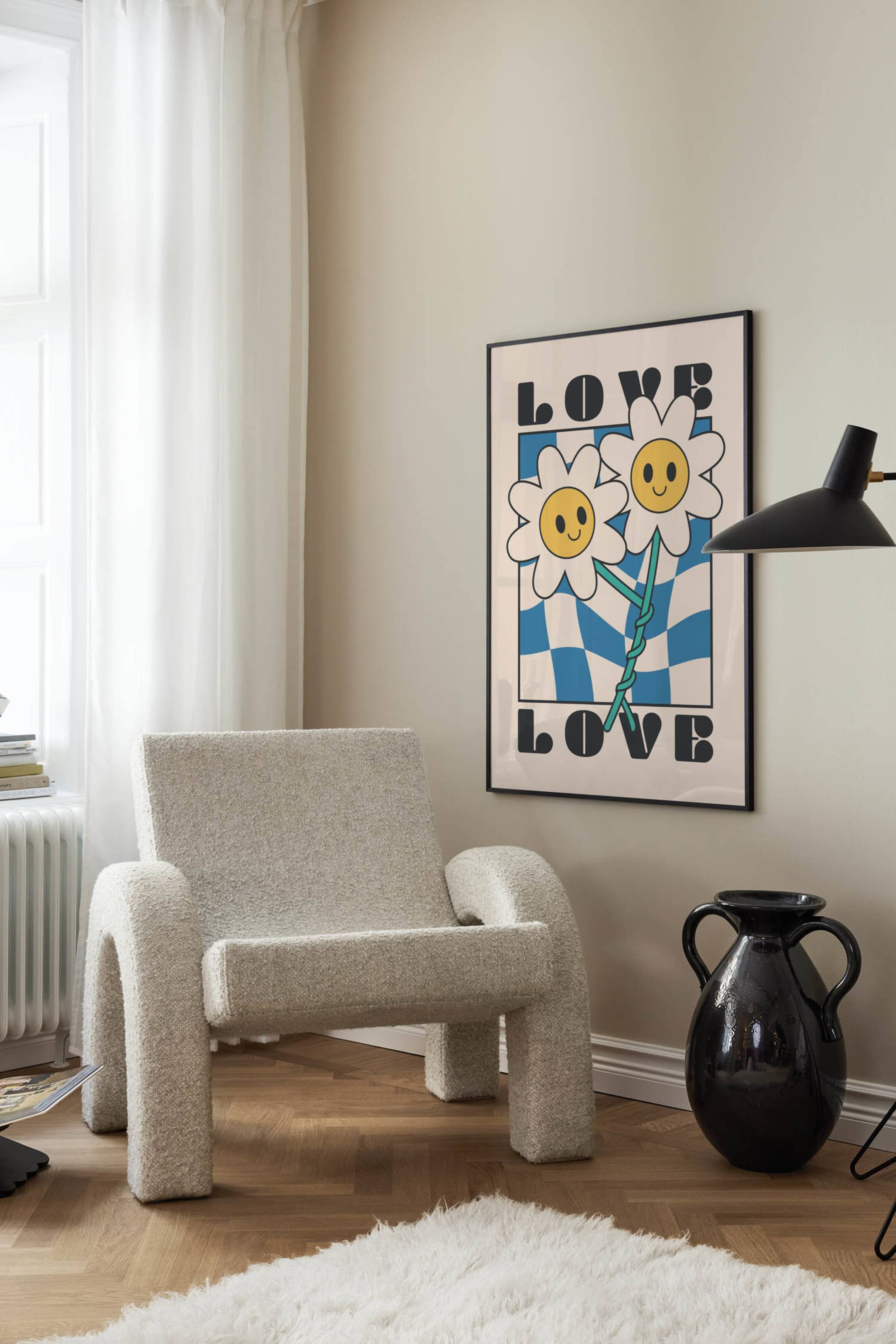 Zobacz większy obraz: Flower Love Plakat - Beżowy/niebieski/czarny/żółty - Postery - HOME | H&M PL 1