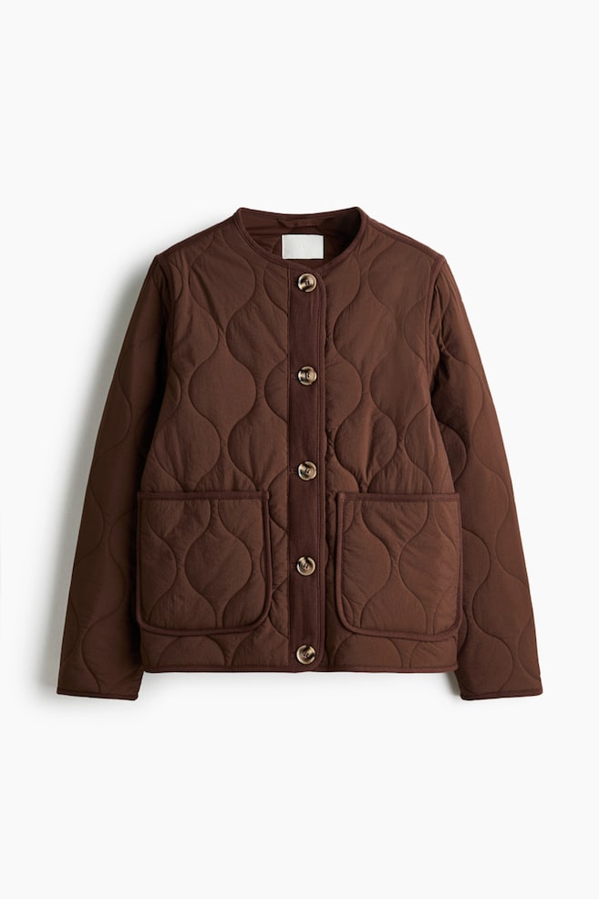 Quilted Jacket - Dark brown/Beige - 1