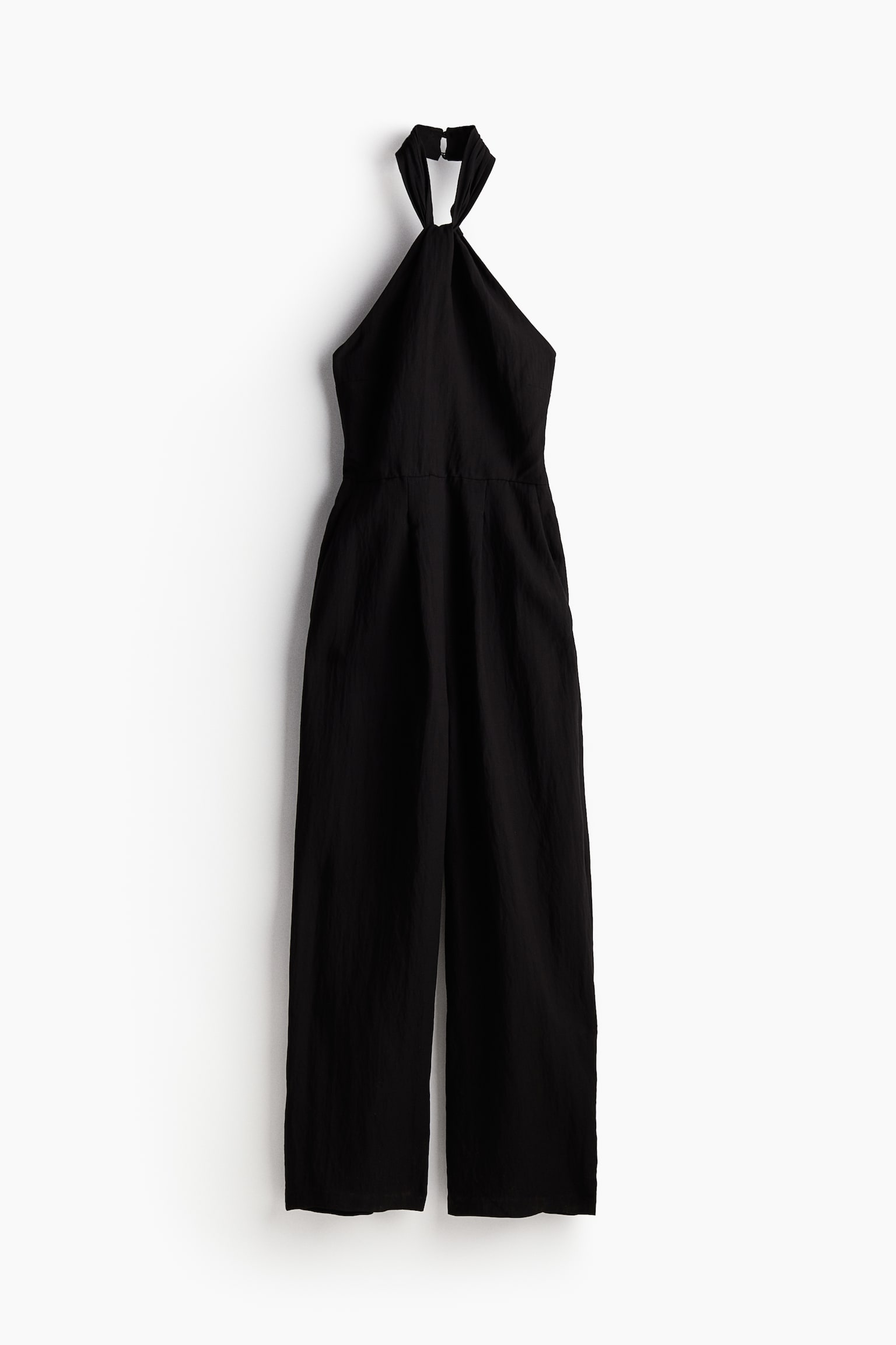 Knot Detail Halterneck Jumpsuit - Black - 2