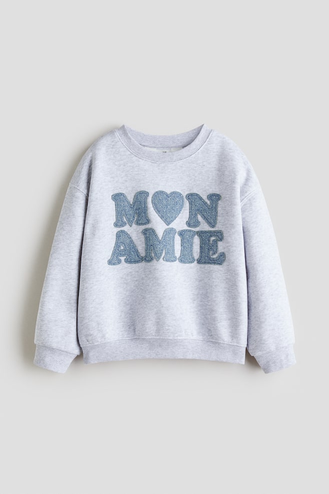 Motif-detail brushed-inside sweatshirt - Light grey marl/Mon Amie/Ivory/Milan - 1