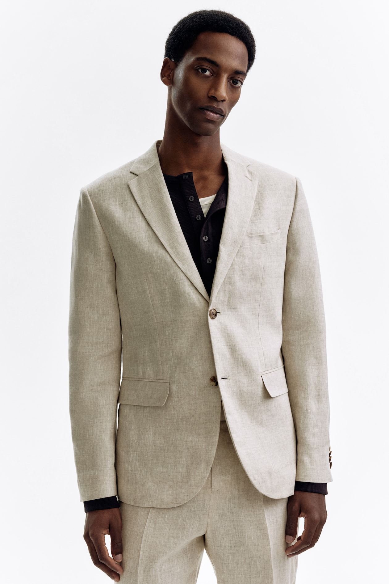 Men's Light beige Slim Fit Linen Jacket | H&M US