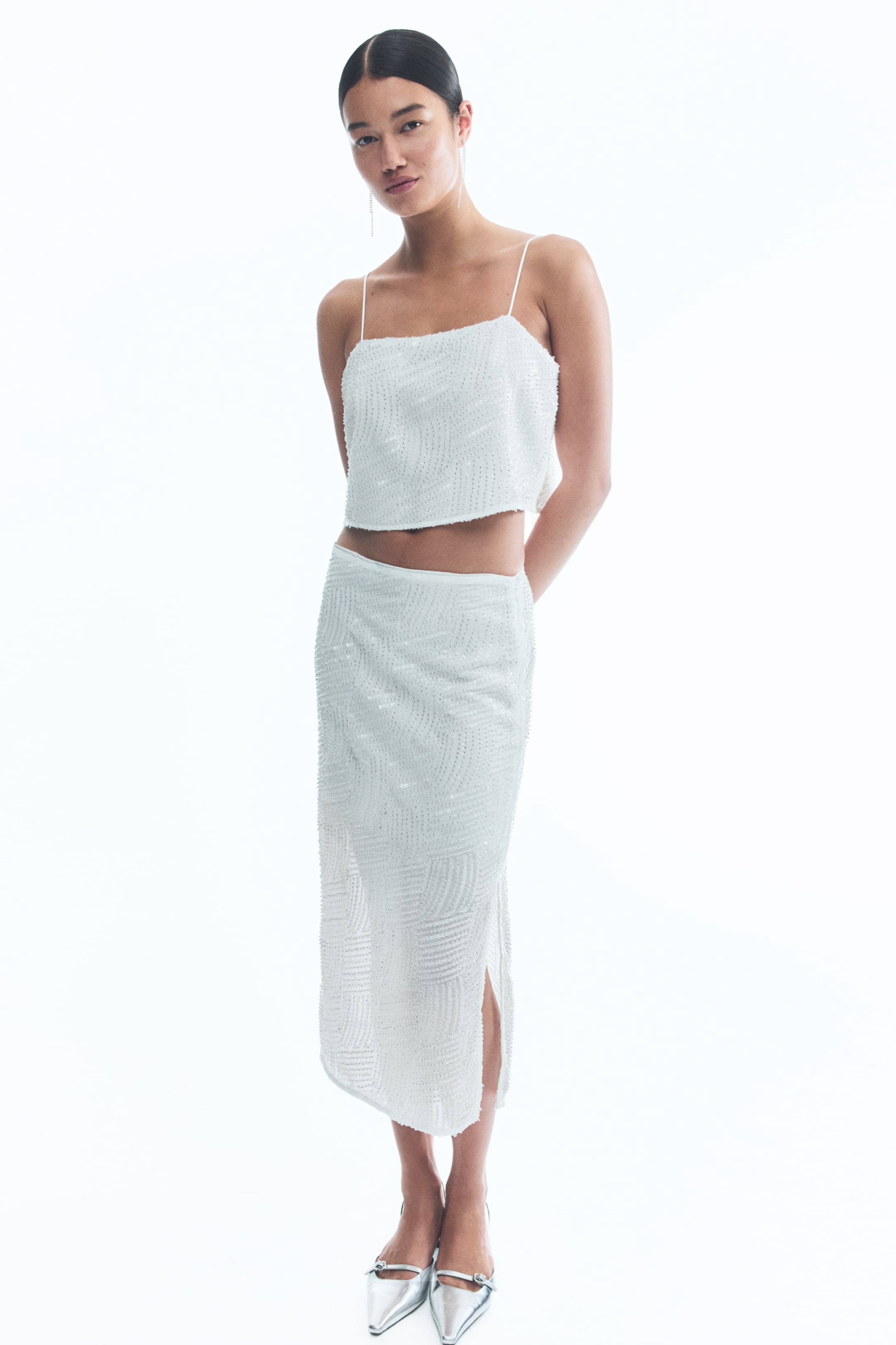 View larger image: Embellished skirt - White - Ladies | H&M AU 1