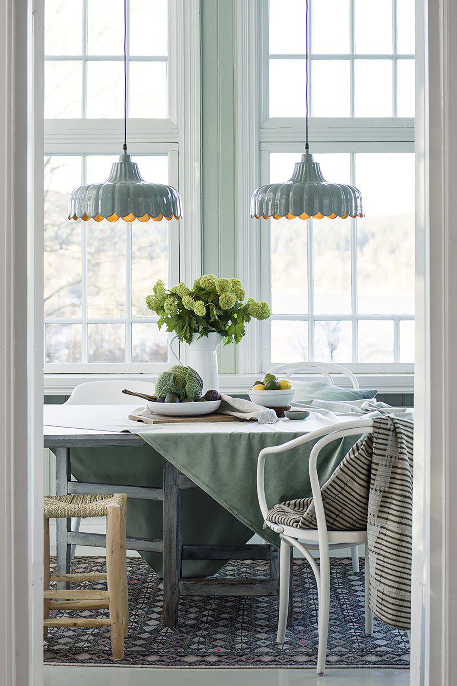 Candeeiro De Teto Wells 43cm - Verde/Rosa/Branco