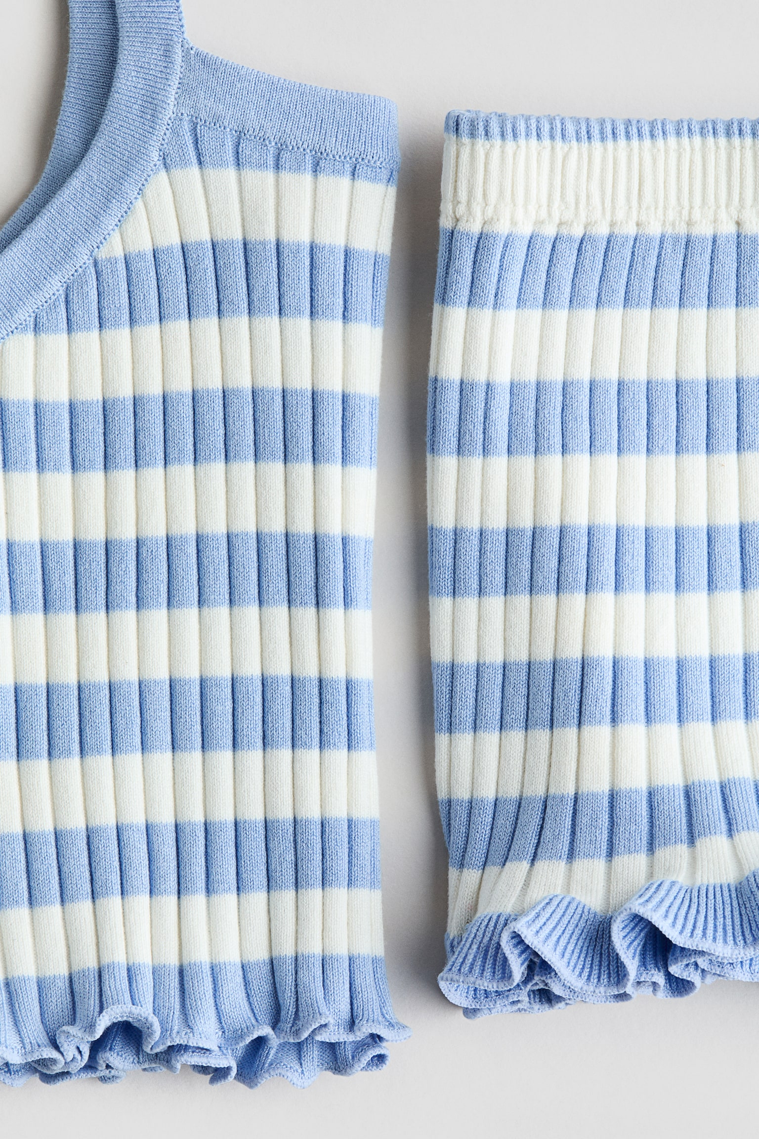 2-piece rib-knit set - Light blue/Striped/White/Red striped/Light pink - 2