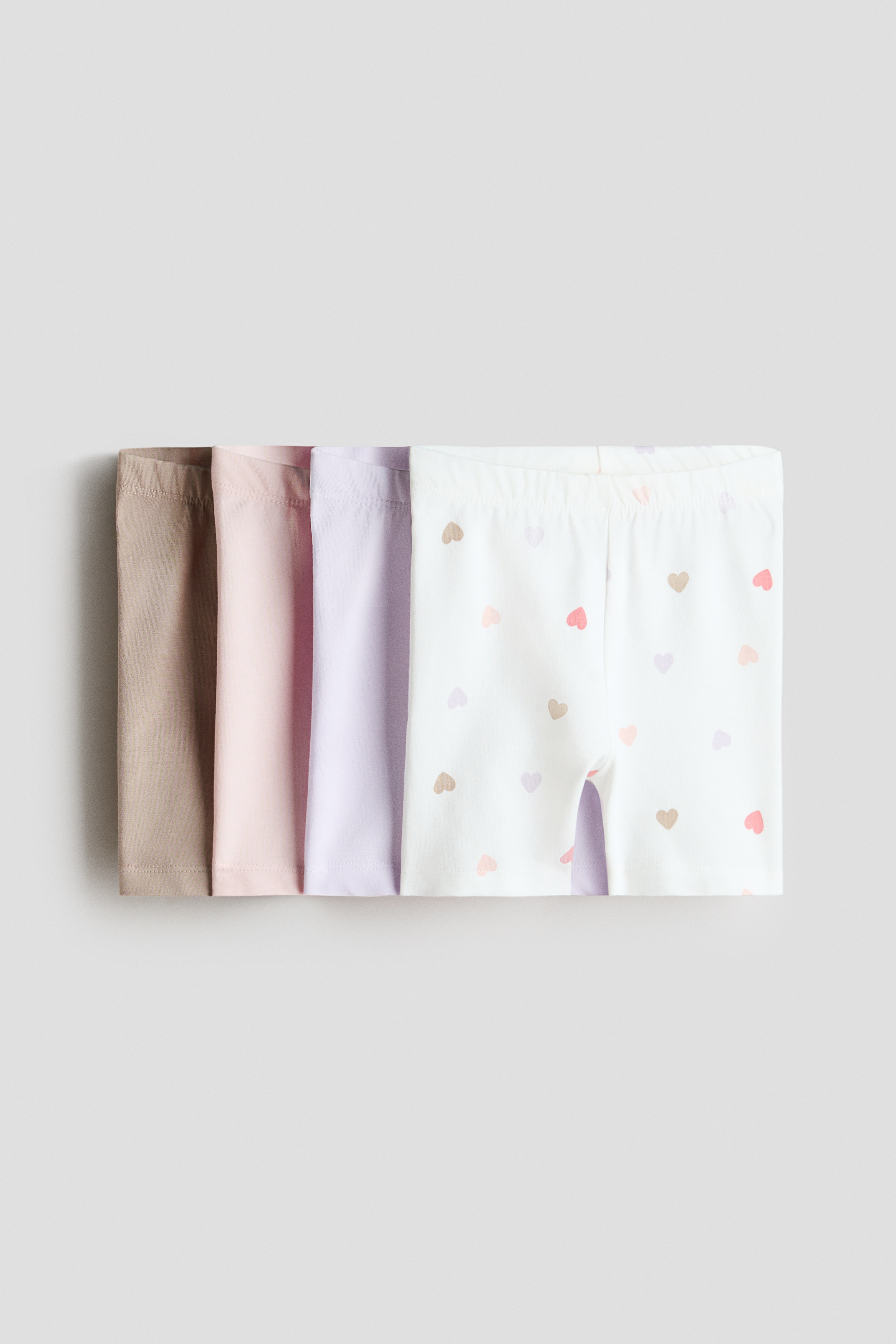 Light purple/hearts 4-Pack Cotton Bike Shorts for kids | H&M US