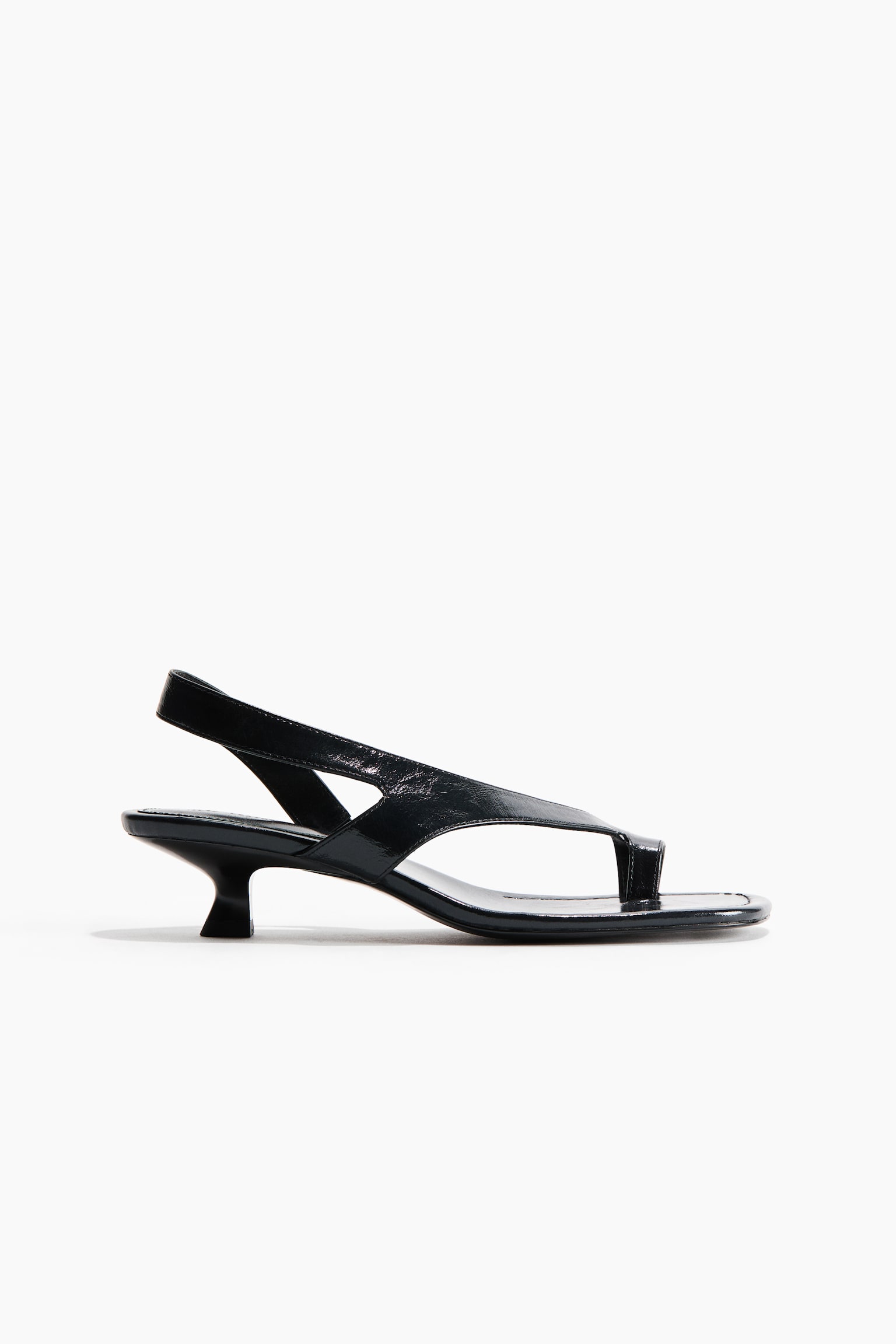 Kitten-heeled leather sandals - Black - 2