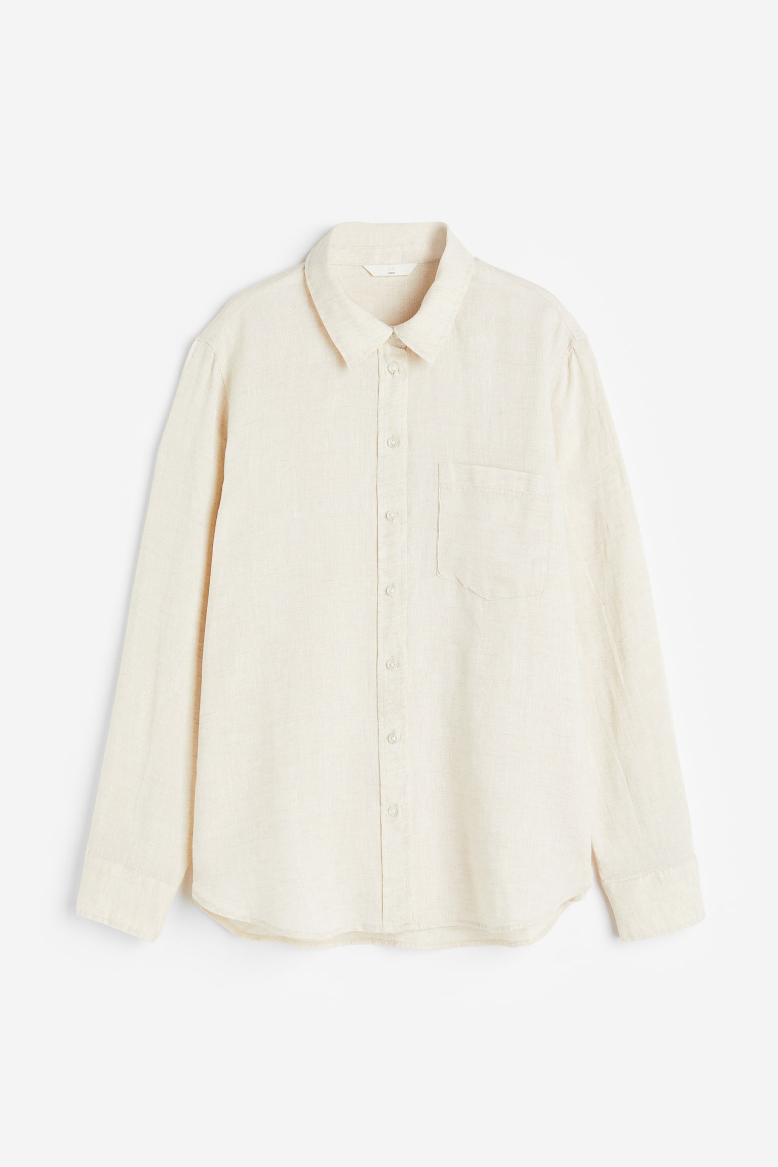 Linen Shirt - Light beige marle/Coral pink - 1