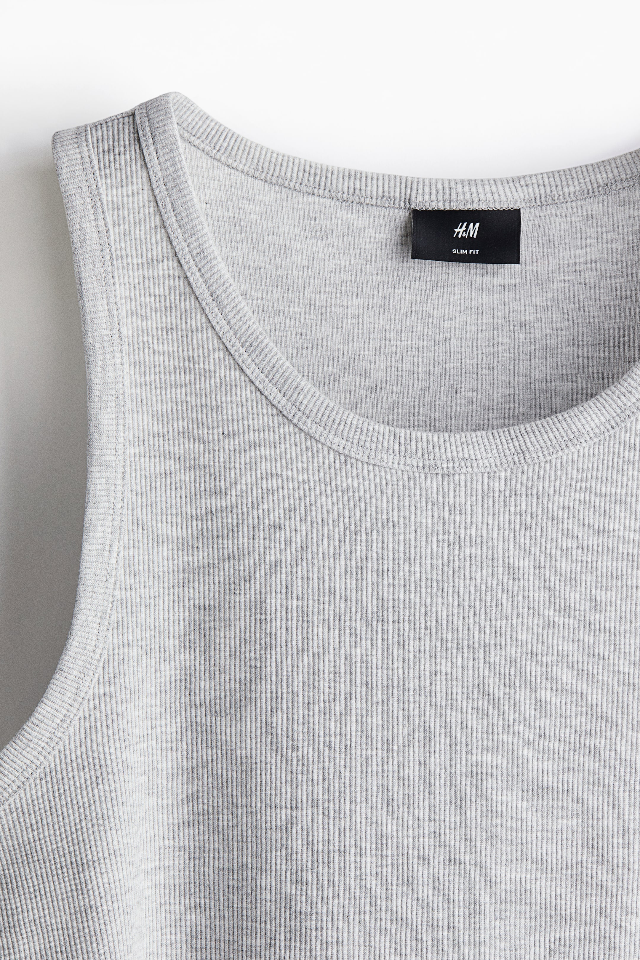 Slim Fit Ribbed vest top - Grey marl - Men | H&M GB 6